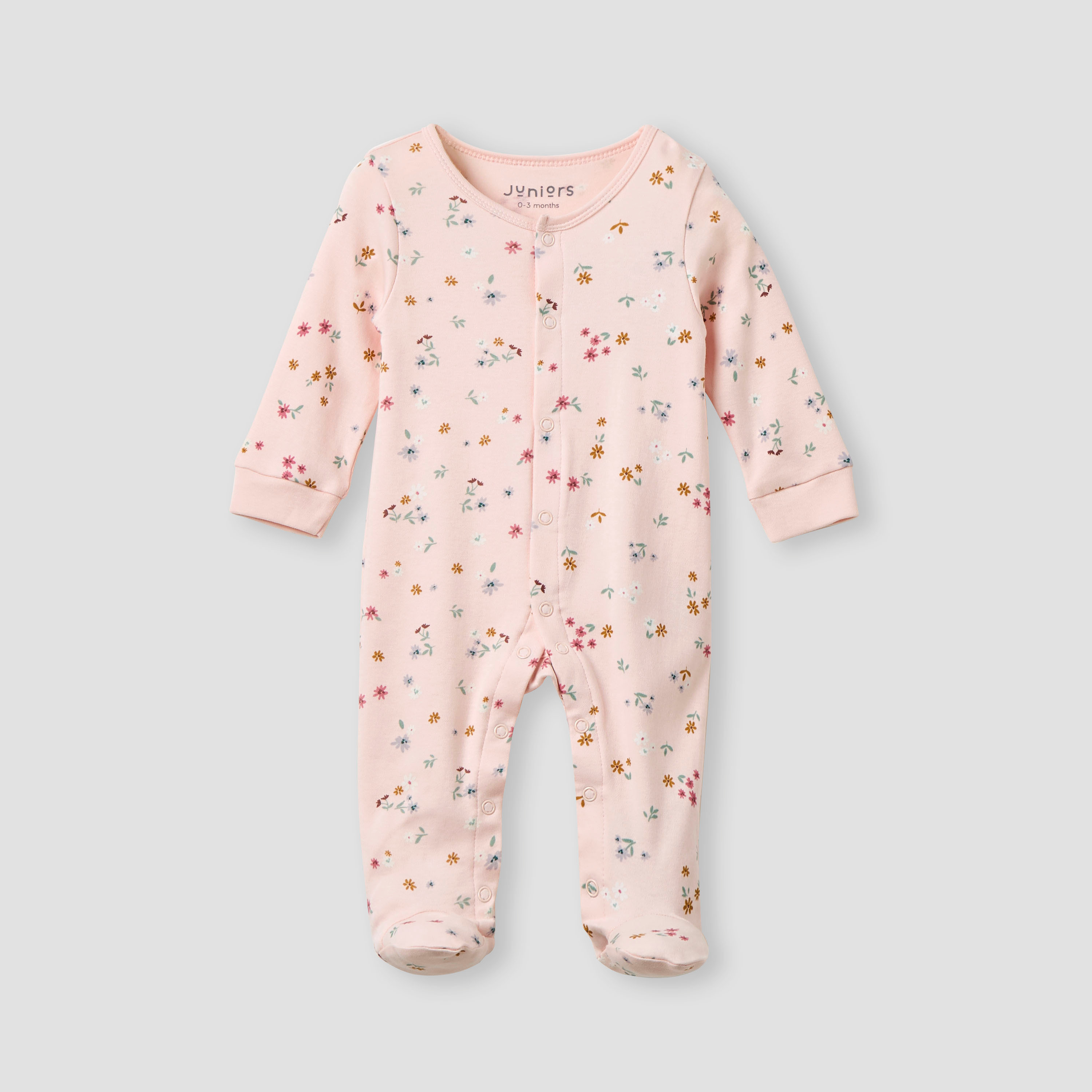 بدلة نوم بطبعات أزهار وأكمام طويلة وأزرار إغلاق من جونيورز - طقم من قطعتين-baby-girls-clothing-nightwear-sleepsuits-image-2