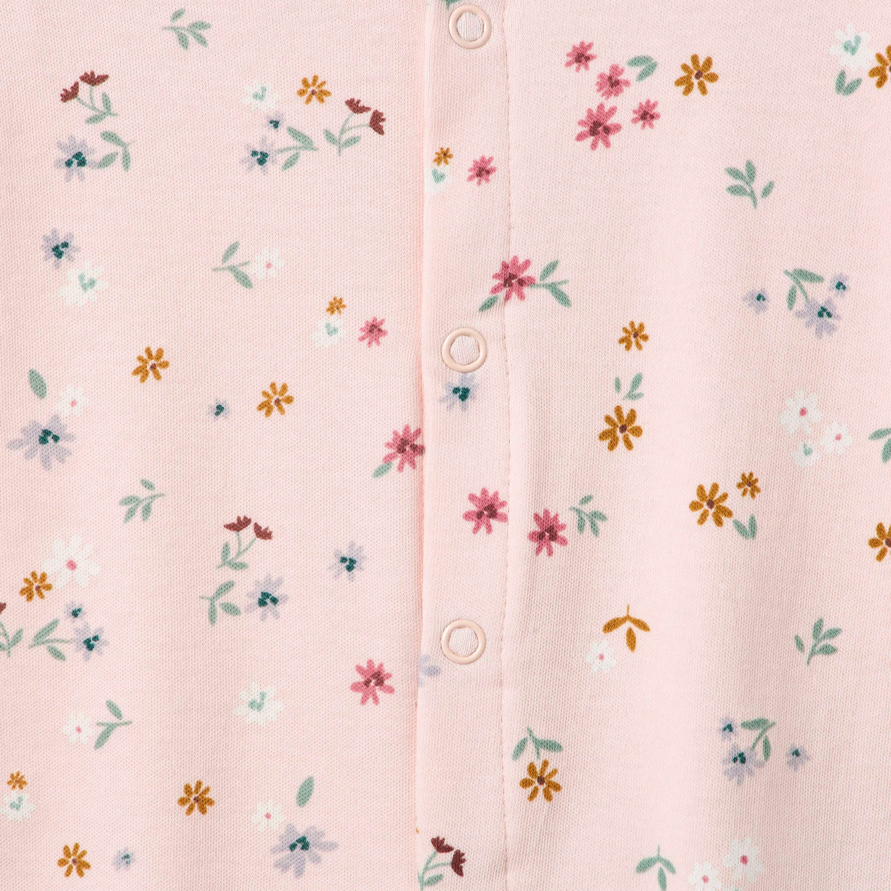 بدلة نوم بطبعات أزهار وأكمام طويلة وأزرار إغلاق من جونيورز - طقم من قطعتين-baby-girls-clothing-nightwear-sleepsuits-image-5