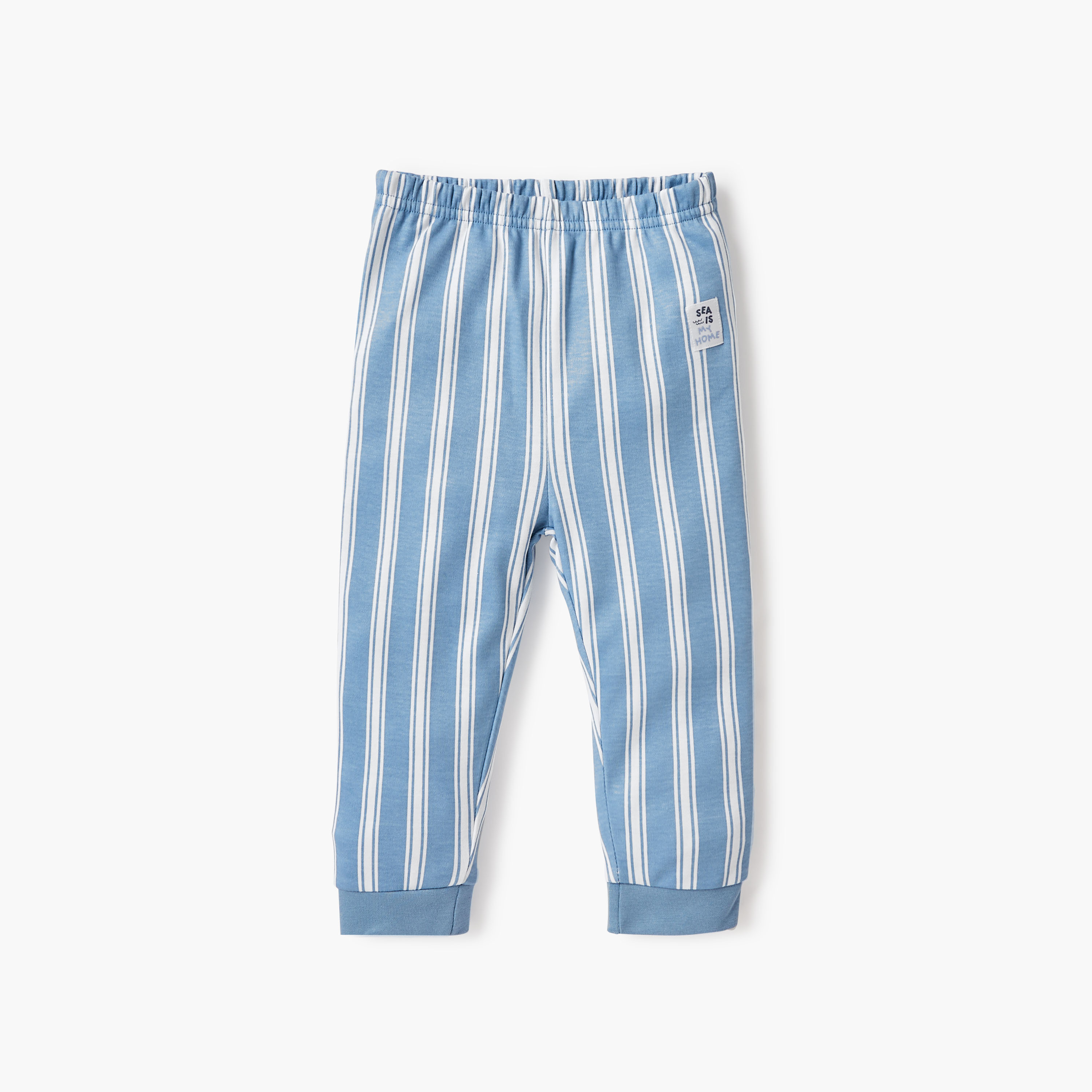 Juniors Boat Applique Detail T-shirt and Striped Pyjama Set-baby-boys-clothing-nightwear-pyjamasets-image-3