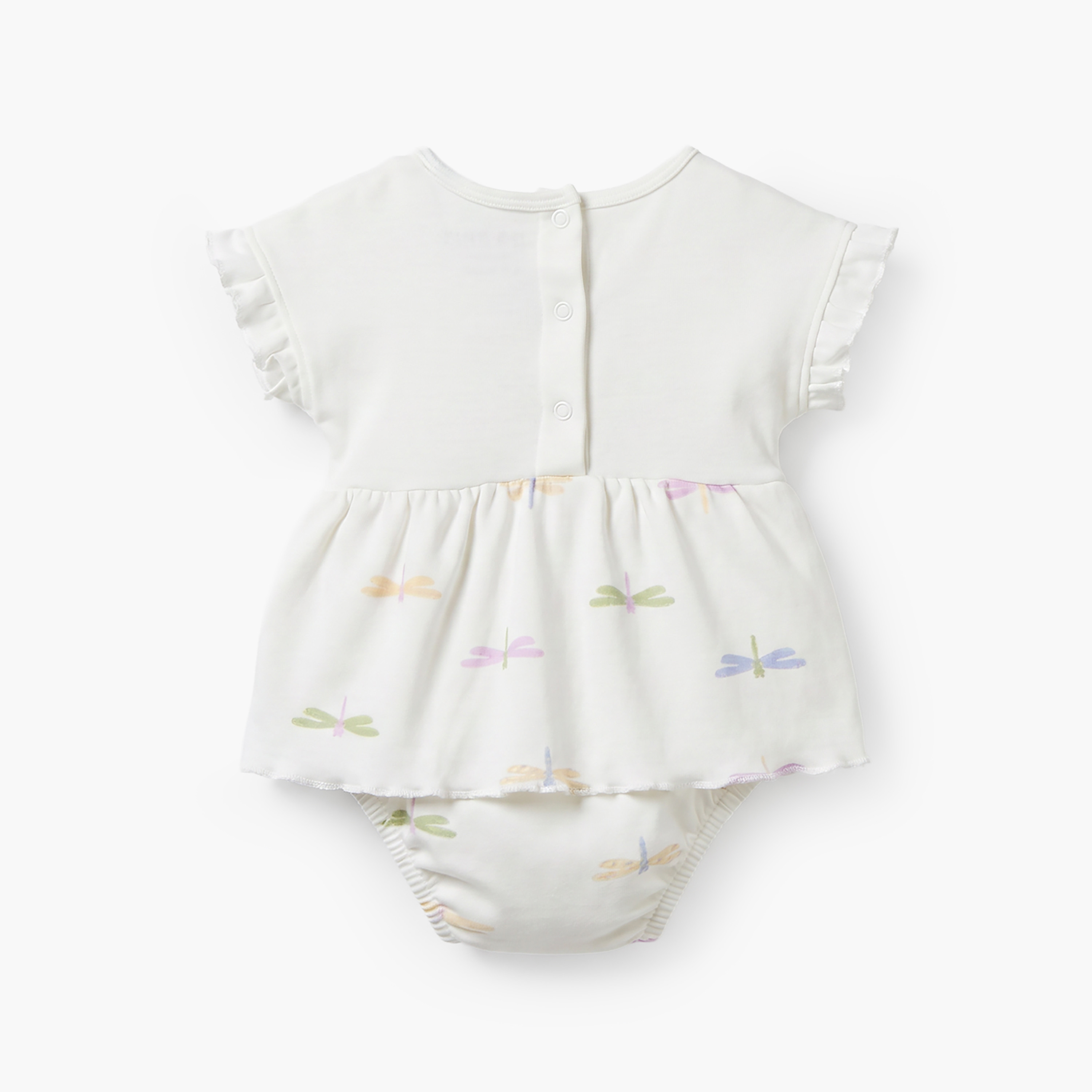أفرول بياقة ضيقة وأكمام قصيرة وتطريز زهري من جونيورز-baby-girls-clothing-rompers-image-3