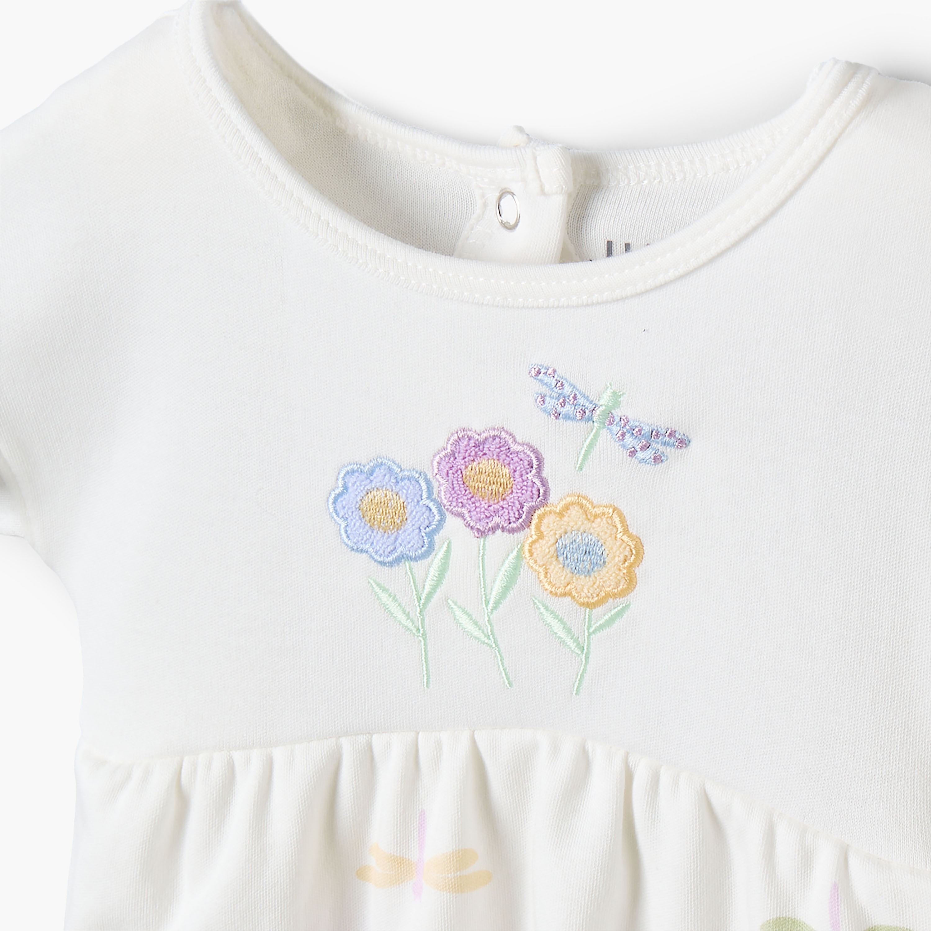 أفرول بياقة ضيقة وأكمام قصيرة وتطريز زهري من جونيورز-baby-girls-clothing-rompers-image-4