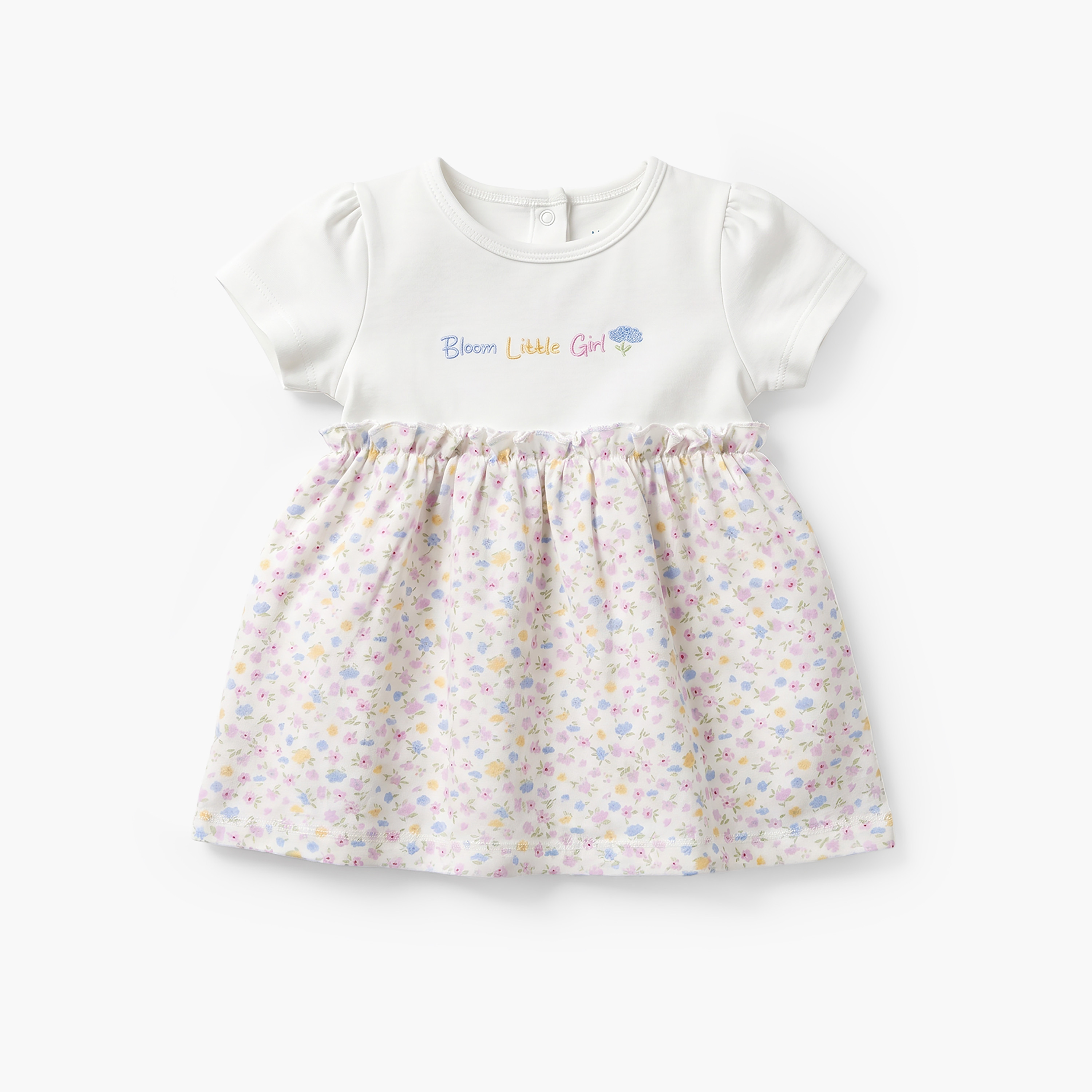 فستان إيه لاين طول الركبة بياقة مستديرة وأكمام قصيرة وطبعات من جونيورز-baby-girls-clothing-dressesandjumpsuits-image-2