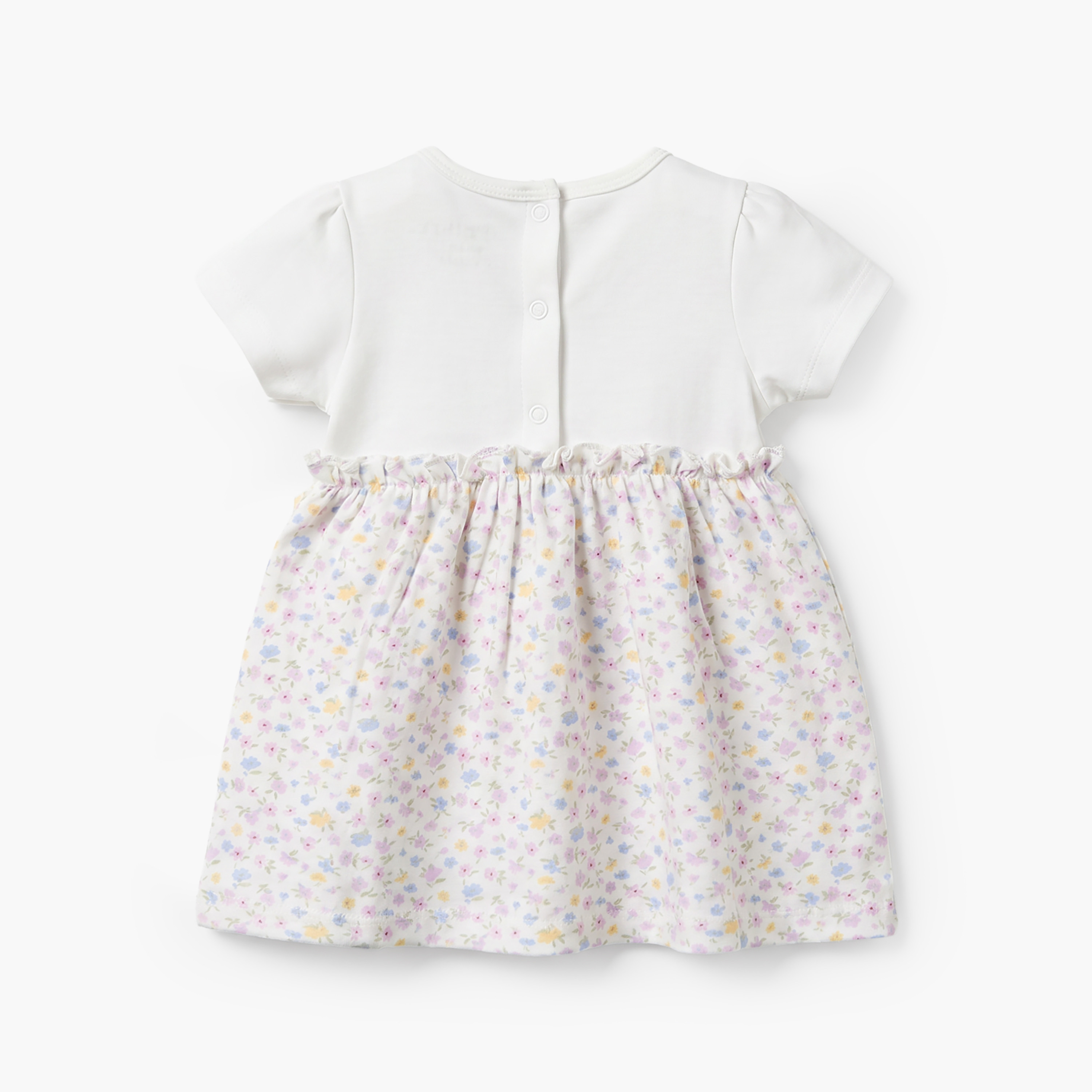 فستان إيه لاين طول الركبة بياقة مستديرة وأكمام قصيرة وطبعات من جونيورز-baby-girls-clothing-dressesandjumpsuits-image-3