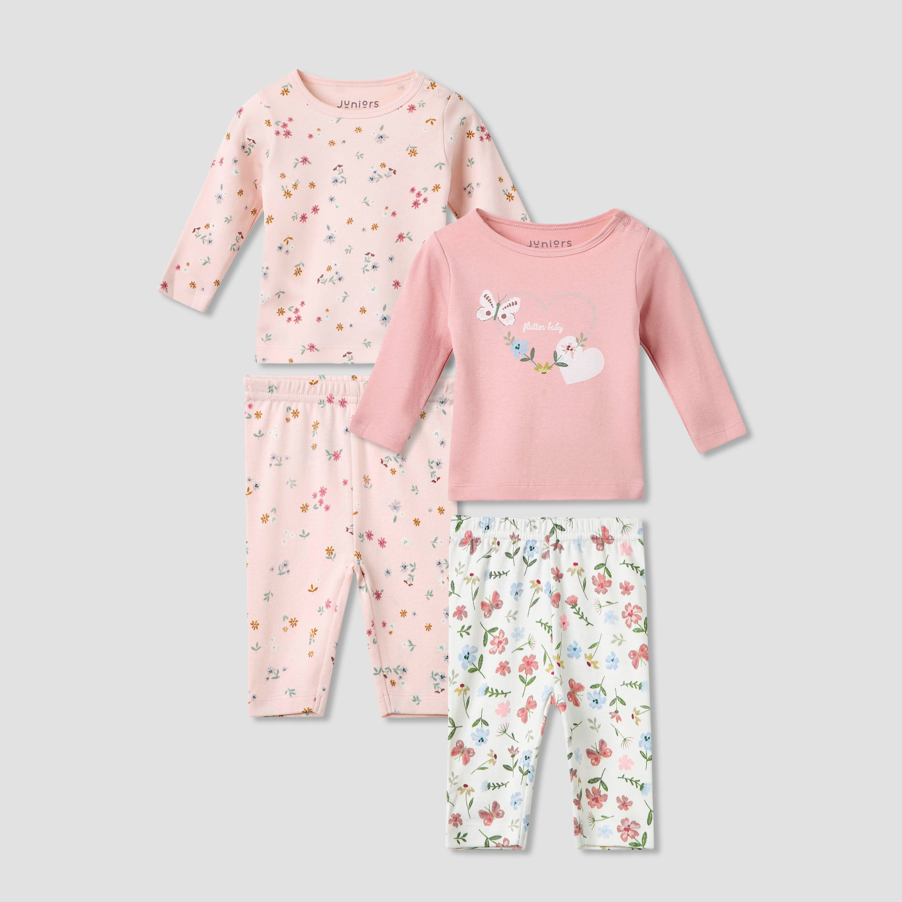 بنطلون بيجاما وتيشيرت بطبعات من جونيورز - مجموعة من طقمين-baby-girls-clothing-nightwear-pyjamasets-image-1