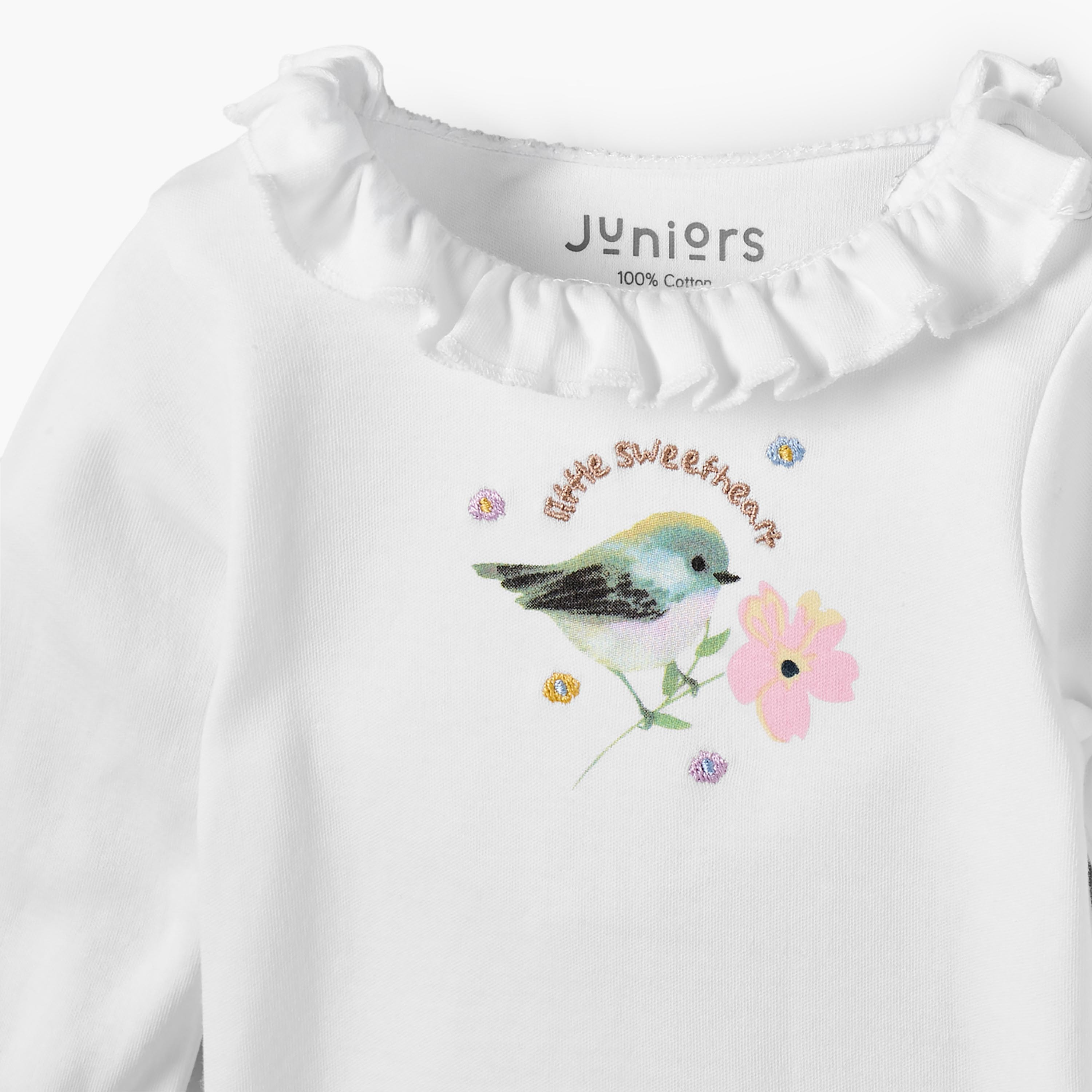 طقم بيجاما قطن بياقة ضيقة وأكمام طويلة وطبعات زهرية من جونيورز-baby-girls-clothing-nightwear-pyjamasets-image-6