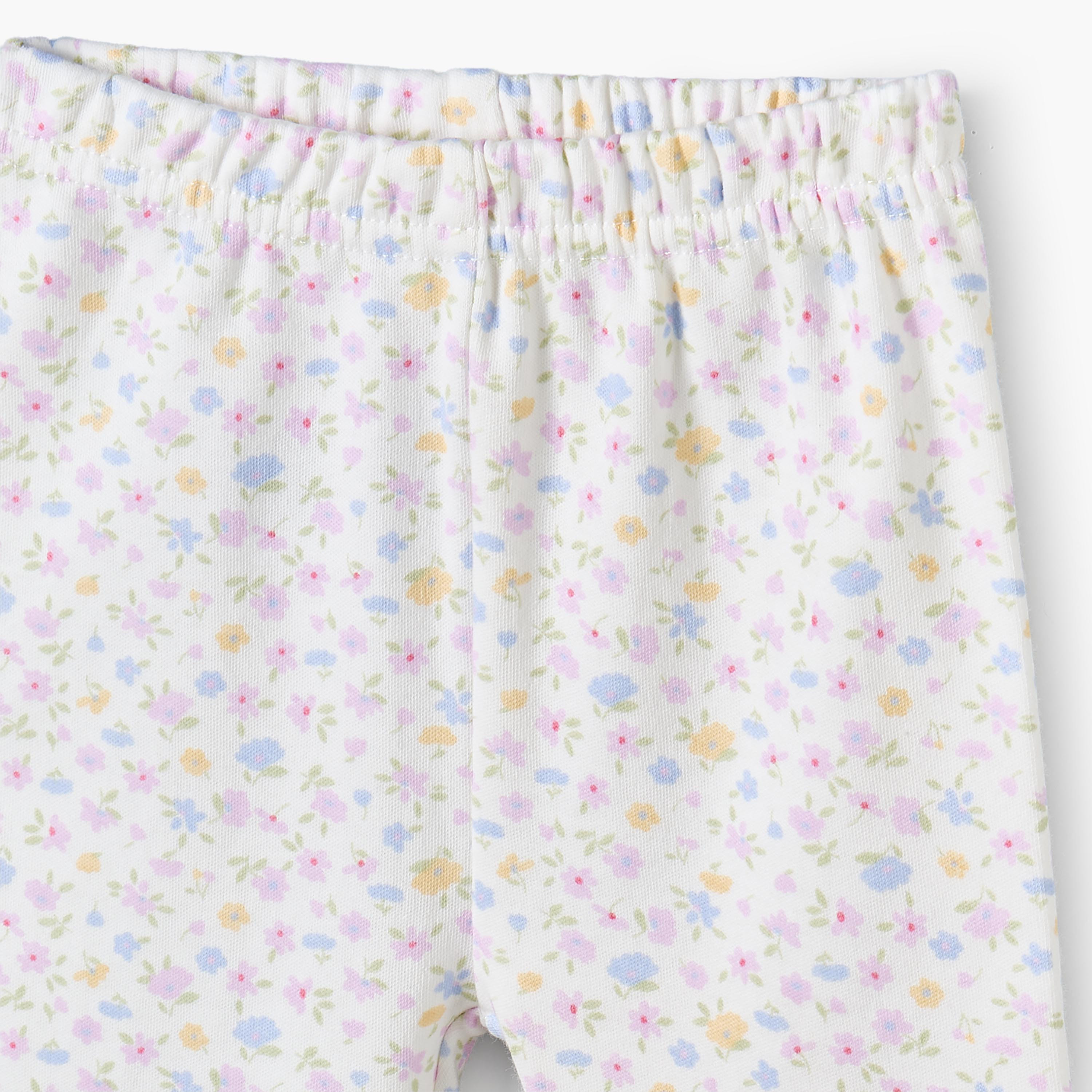 طقم بيجاما قطن بياقة ضيقة وأكمام طويلة وطبعات زهرية من جونيورز-baby-girls-clothing-nightwear-pyjamasets-image-7