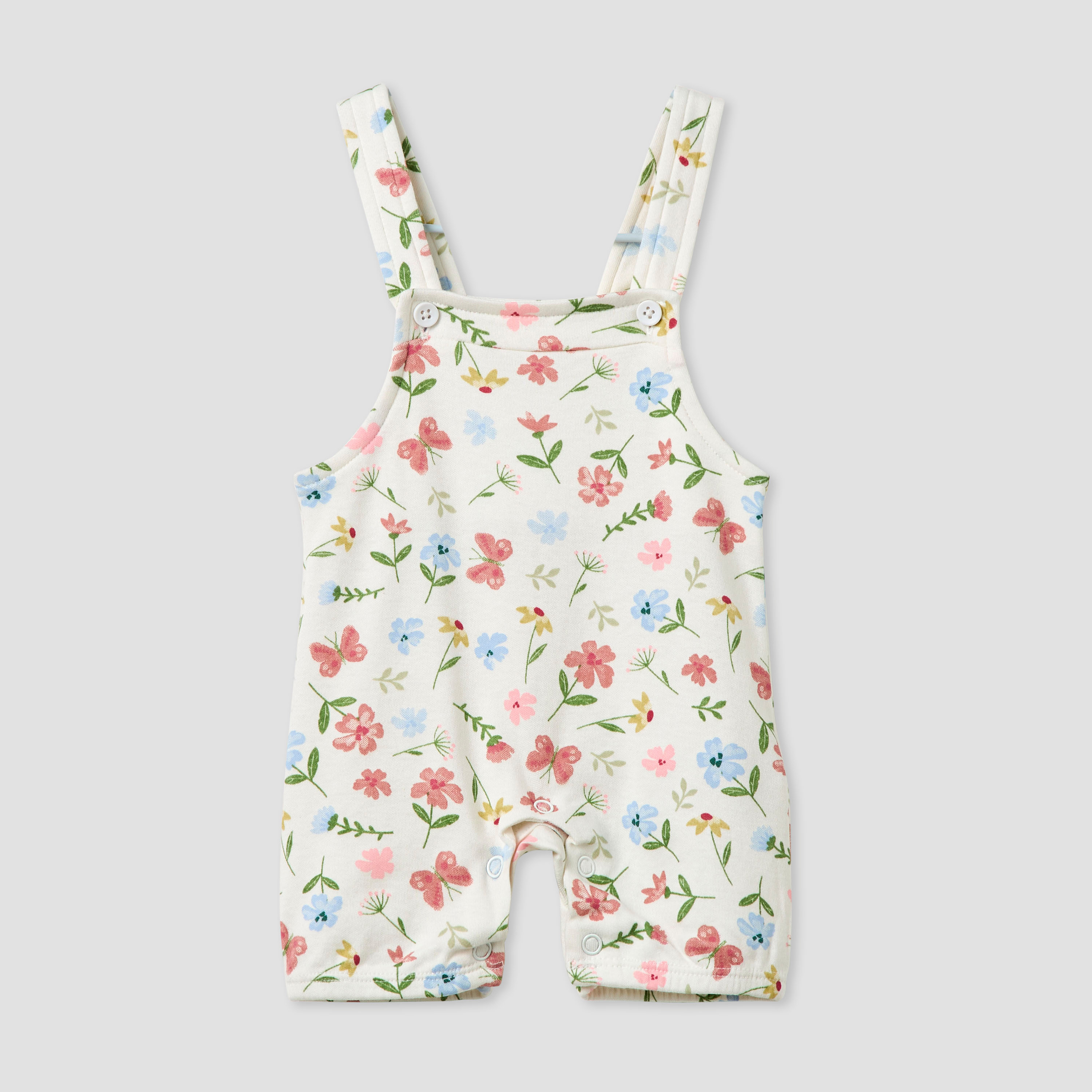 Juniors Floral Print Dungaree and T-shirt Set-baby-girls-clothing-rompers-image-3