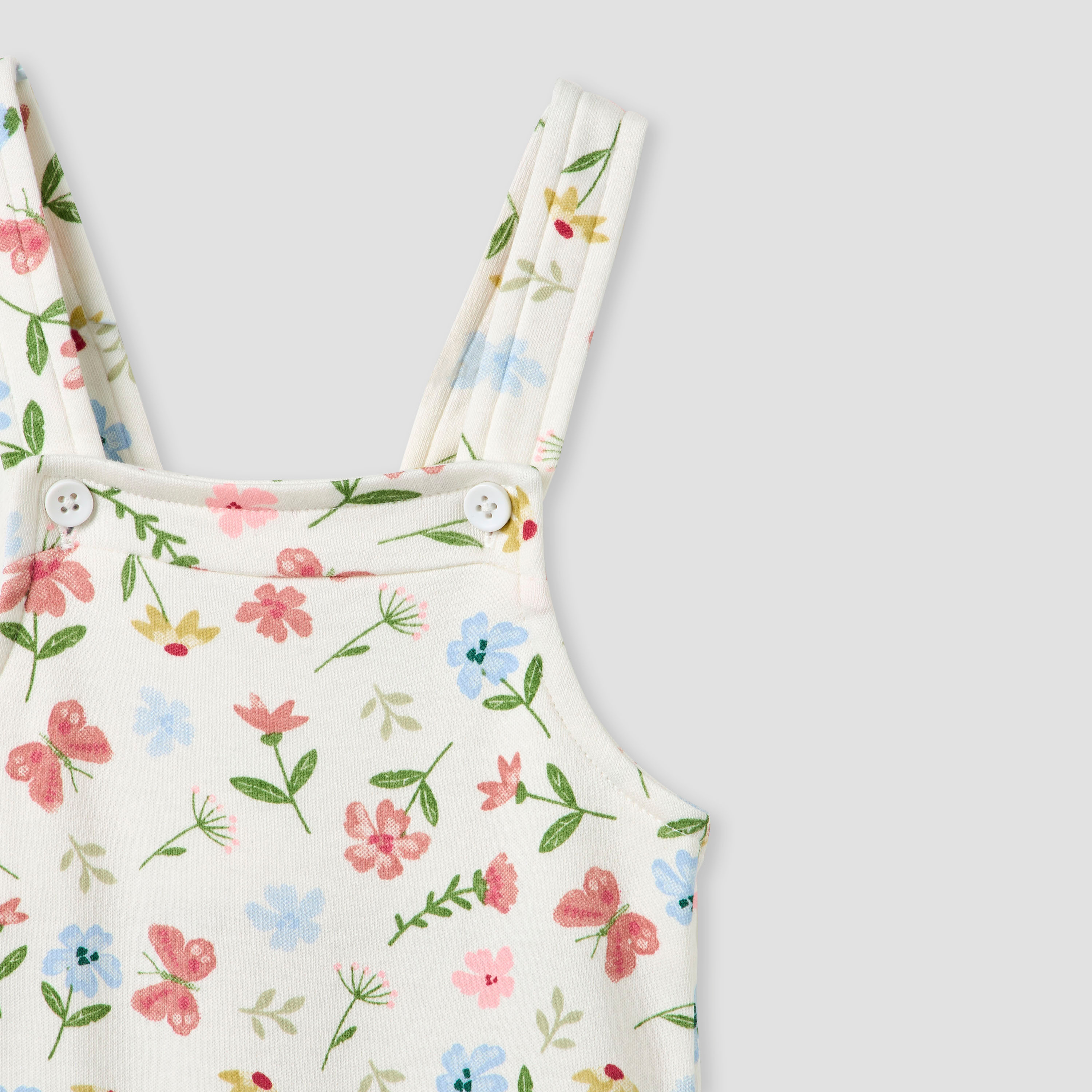 Juniors Floral Print Dungaree and T-shirt Set-baby-girls-clothing-rompers-image-6