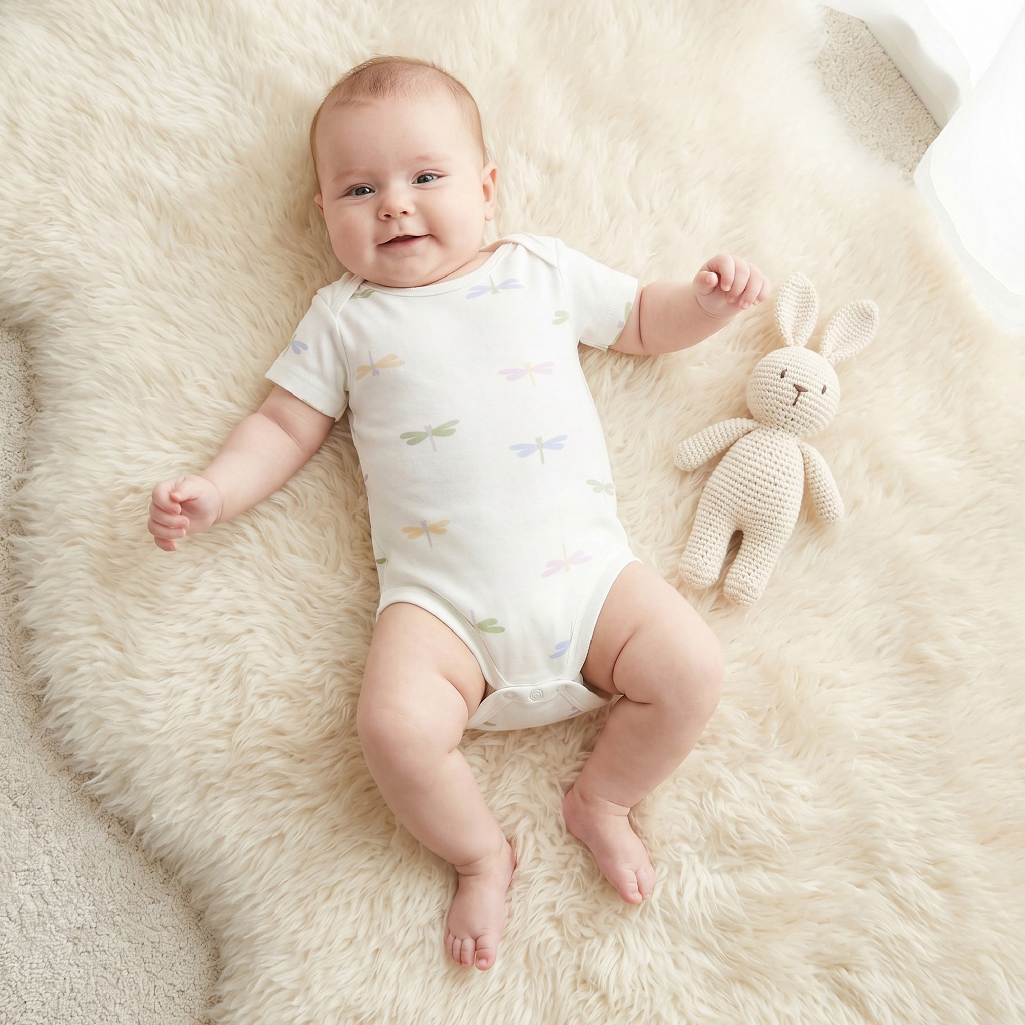 رومبير قطن بياقة دائرية وأكمام قصيرة بطبعة اليعسوب - طقم من قطعتين من جونيورز-baby-girls-clothing-bodysuits-image-1