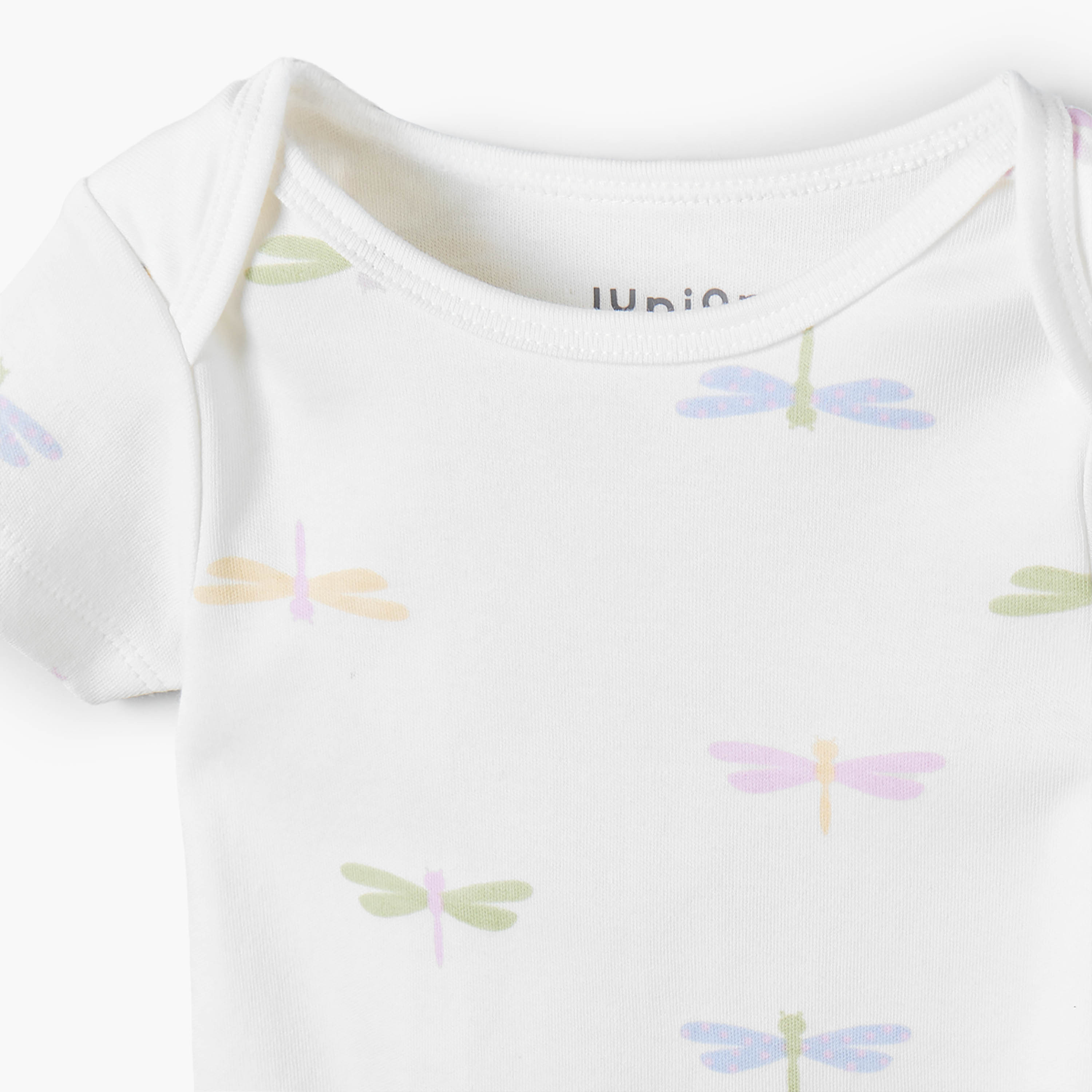 رومبير قطن بياقة دائرية وأكمام قصيرة بطبعة اليعسوب - طقم من قطعتين من جونيورز-baby-girls-clothing-bodysuits-image-4