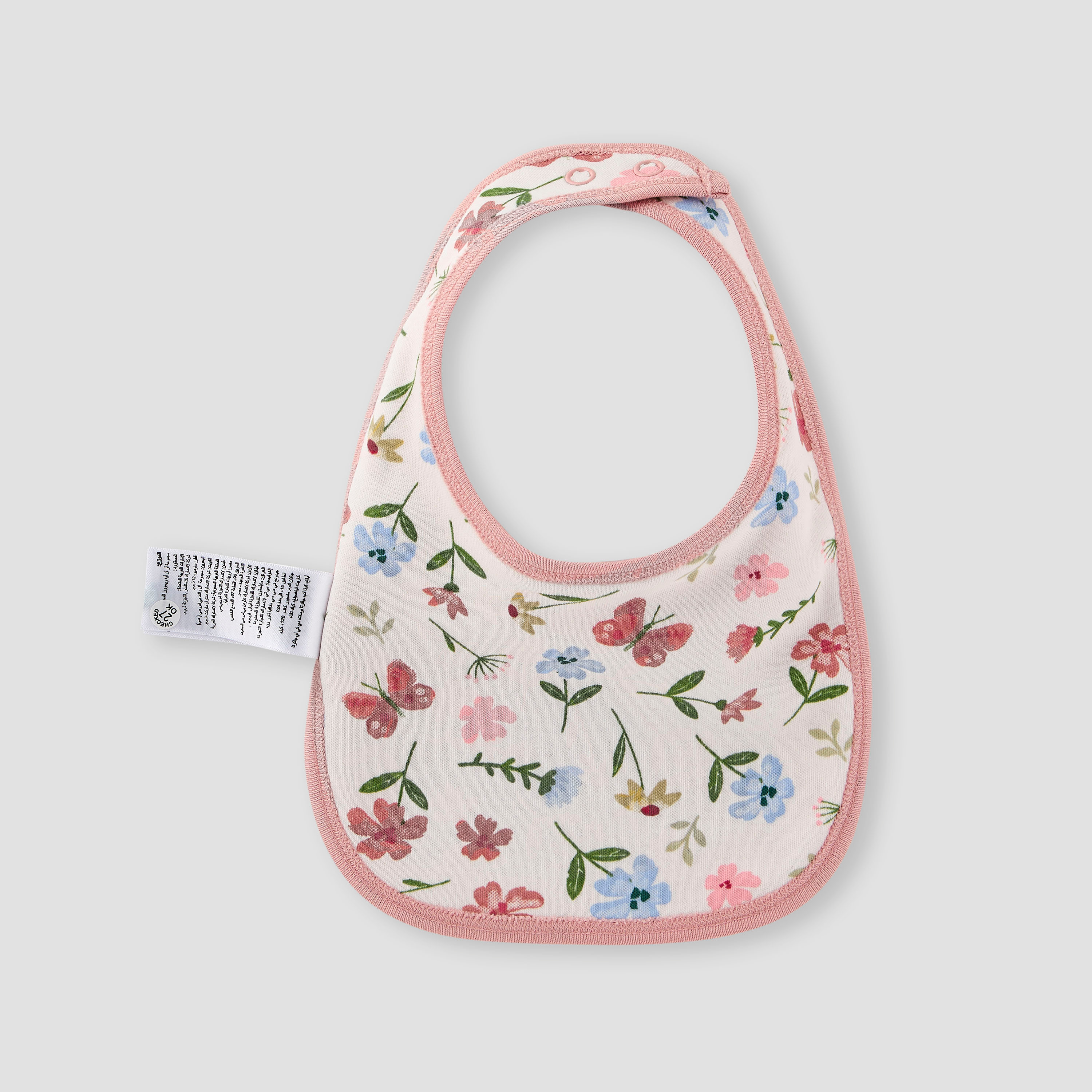 Juniors Floral Print Bib with Button Closure - Set of 2-baby-feeding-bibs-image-4