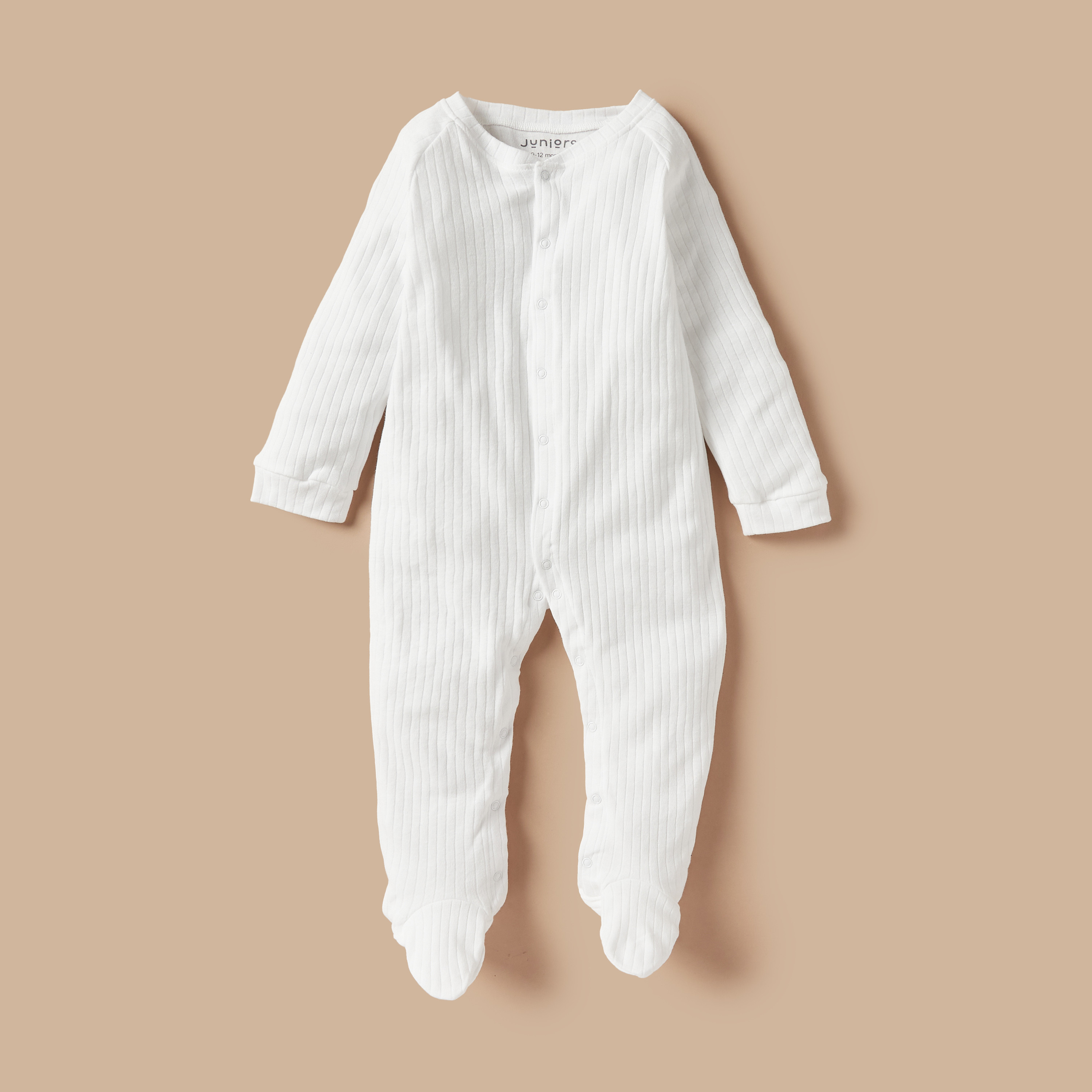 Juniors Ribbed Closed Feet Sleepsuit with Button Closure-baby-girls-clothing-nightwear-sleepsuits-image-1