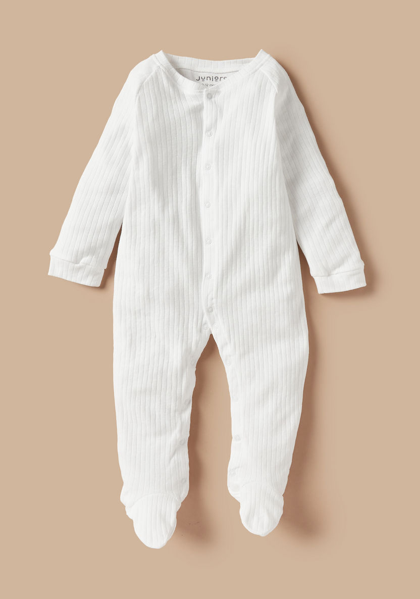 Juniors Ribbed Closed Feet Sleepsuit with Button Closure-Sleepsuits-image-0