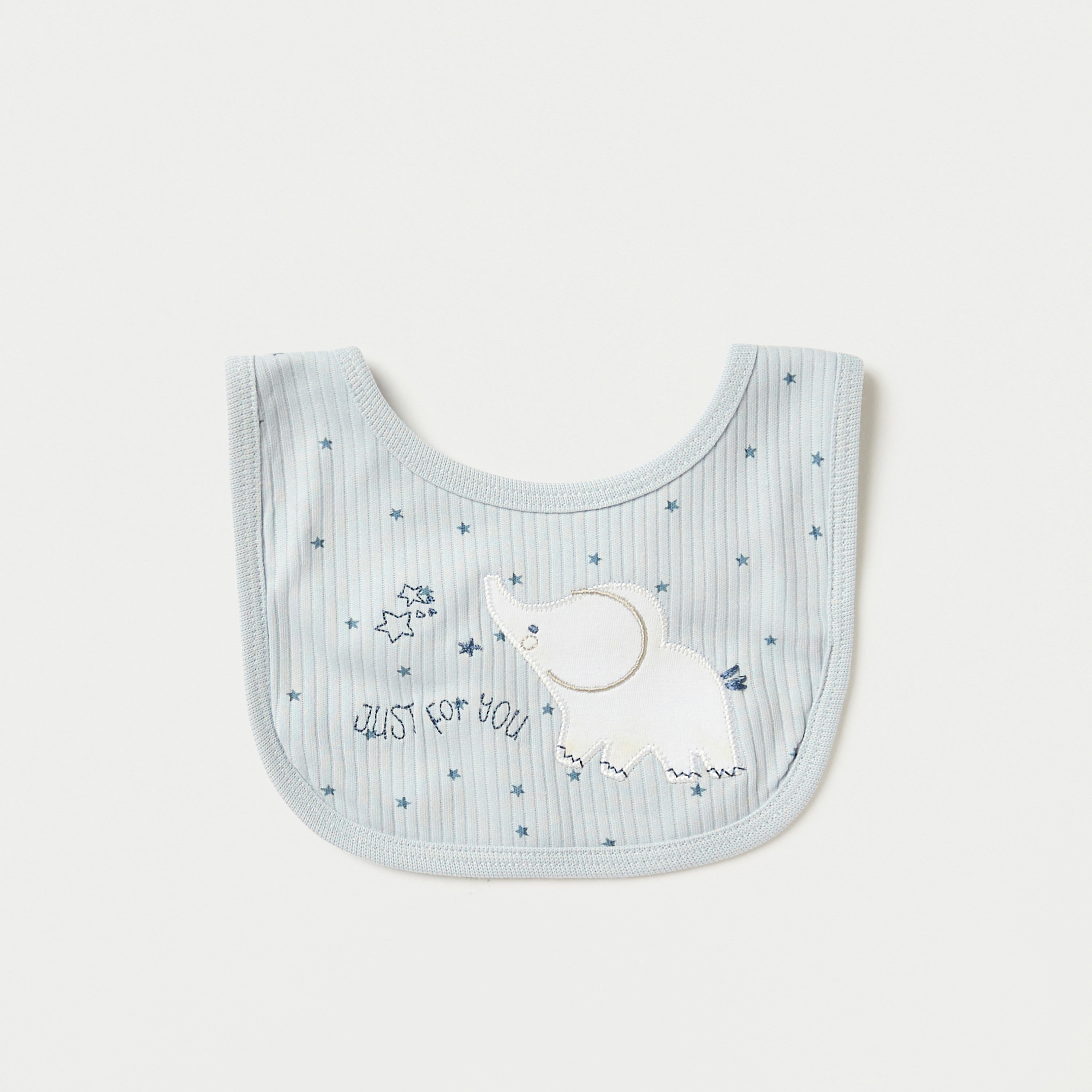 Juniors Elephant Embroidered Bib with Snap Button Closure-baby-feeding-bibs-image-1
