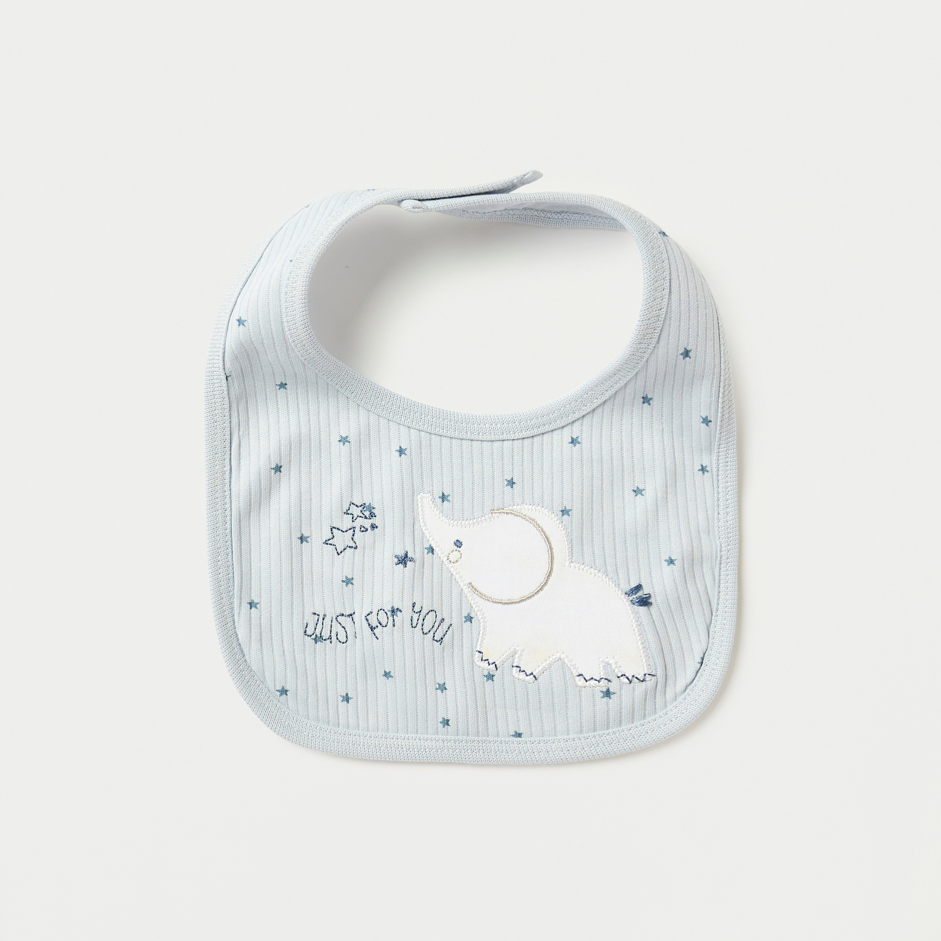 Juniors Elephant Embroidered Bib with Snap Button Closure-baby-feeding-bibs-image-2