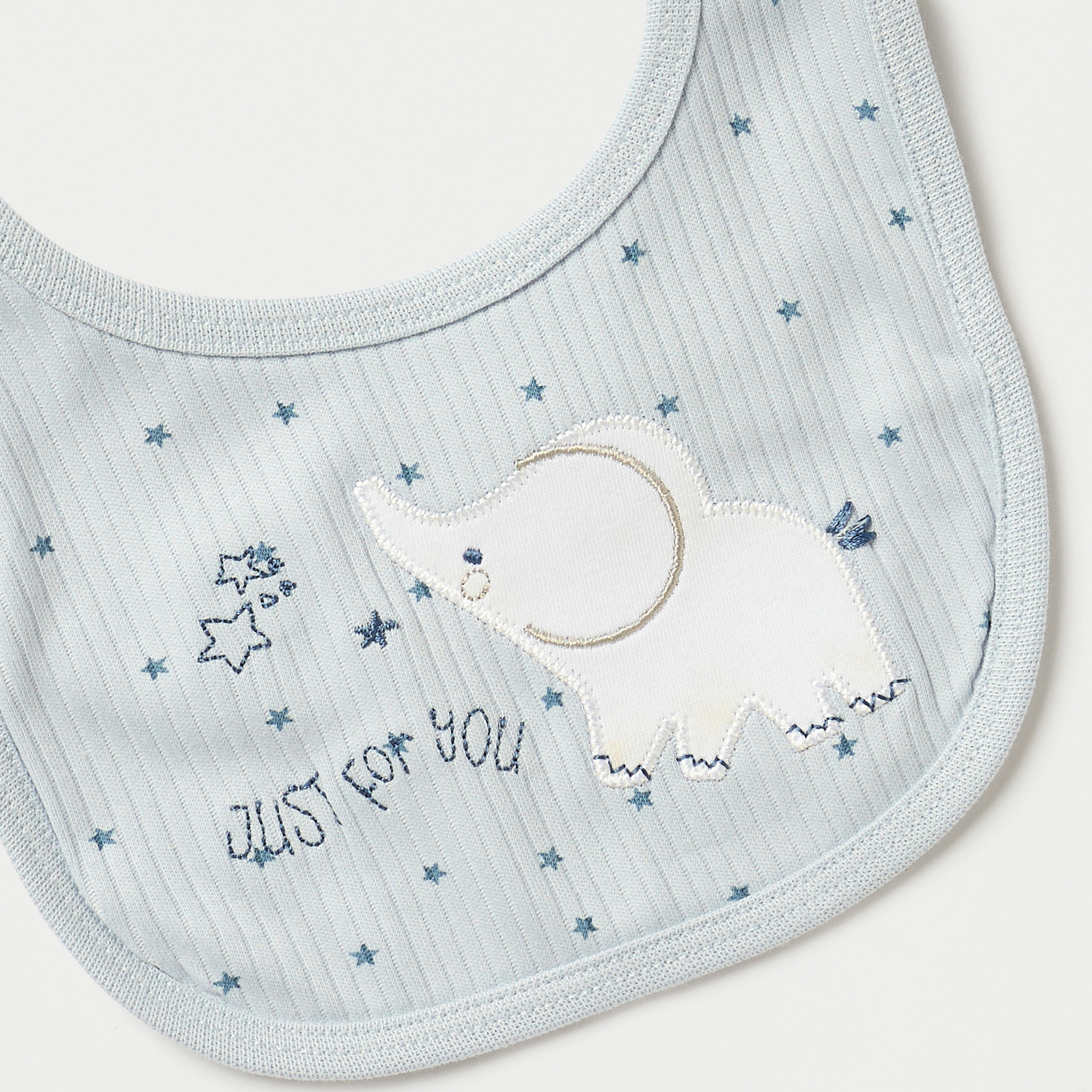 Juniors Elephant Embroidered Bib with Snap Button Closure-baby-feeding-bibs-image-3