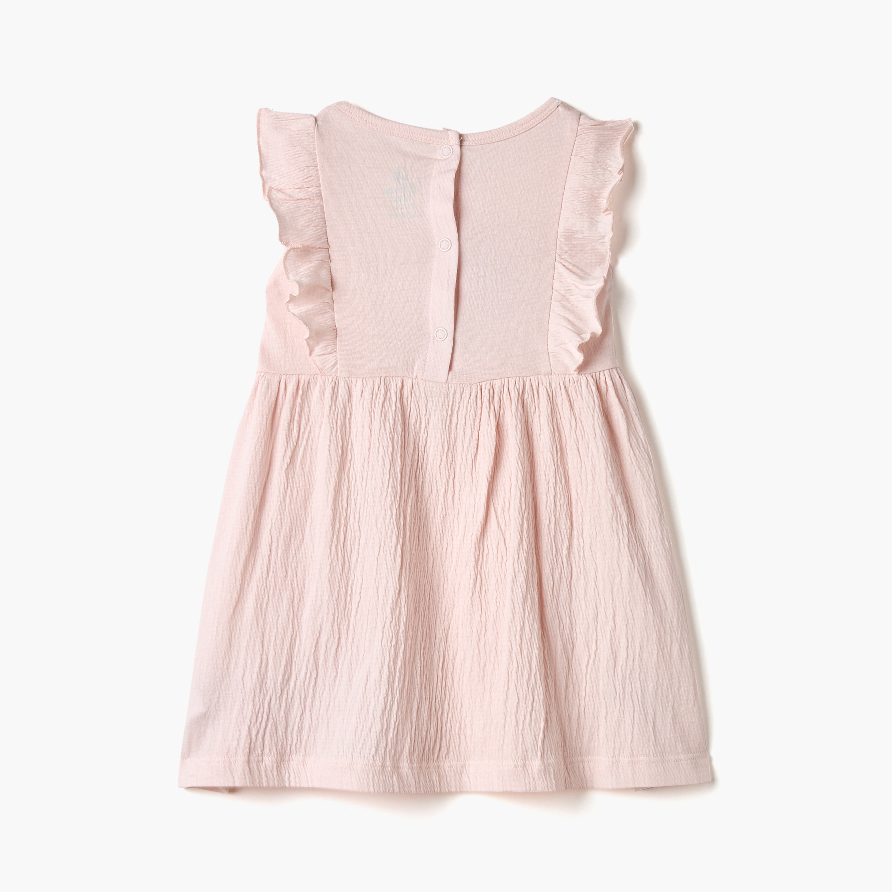 Disney Minnie Mouse Print Sleeveless Dress with Round Neck and Ruffle Detail-baby-girls-clothing-dressesandjumpsuits-image-2
