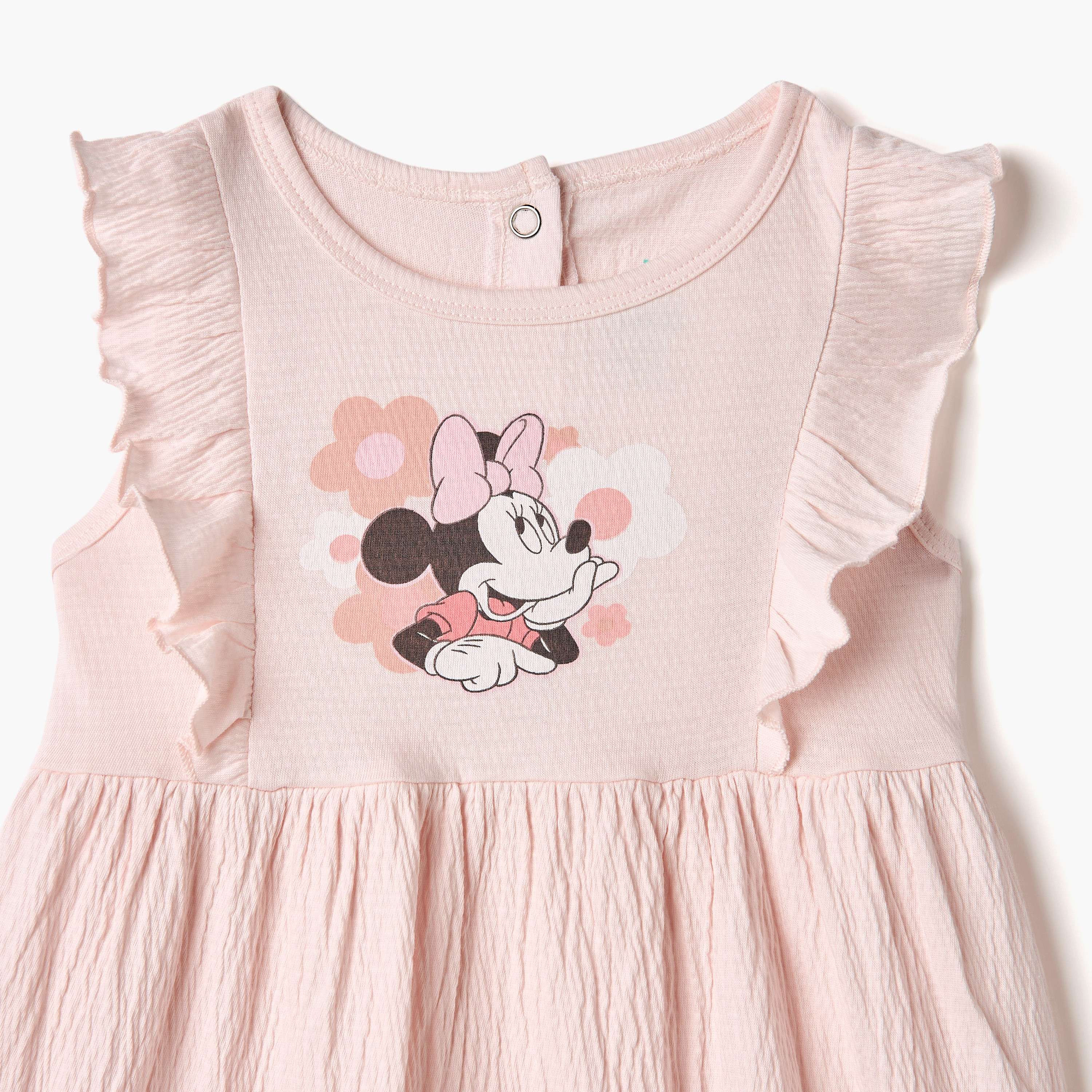 Disney Minnie Mouse Print Sleeveless Dress with Round Neck and Ruffle Detail-baby-girls-clothing-dressesandjumpsuits-image-3