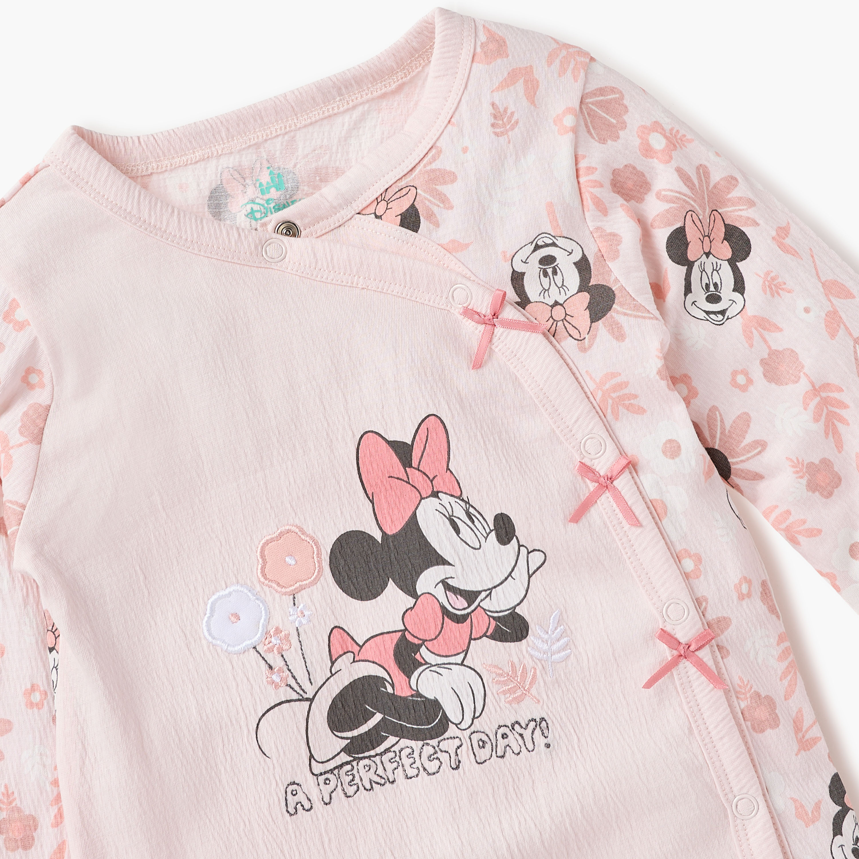 Disney Minnie Mouse Print Closed Feet Sleepsuit with Long Sleeves-baby-girls-clothing-nightwear-sleepsuits-image-3