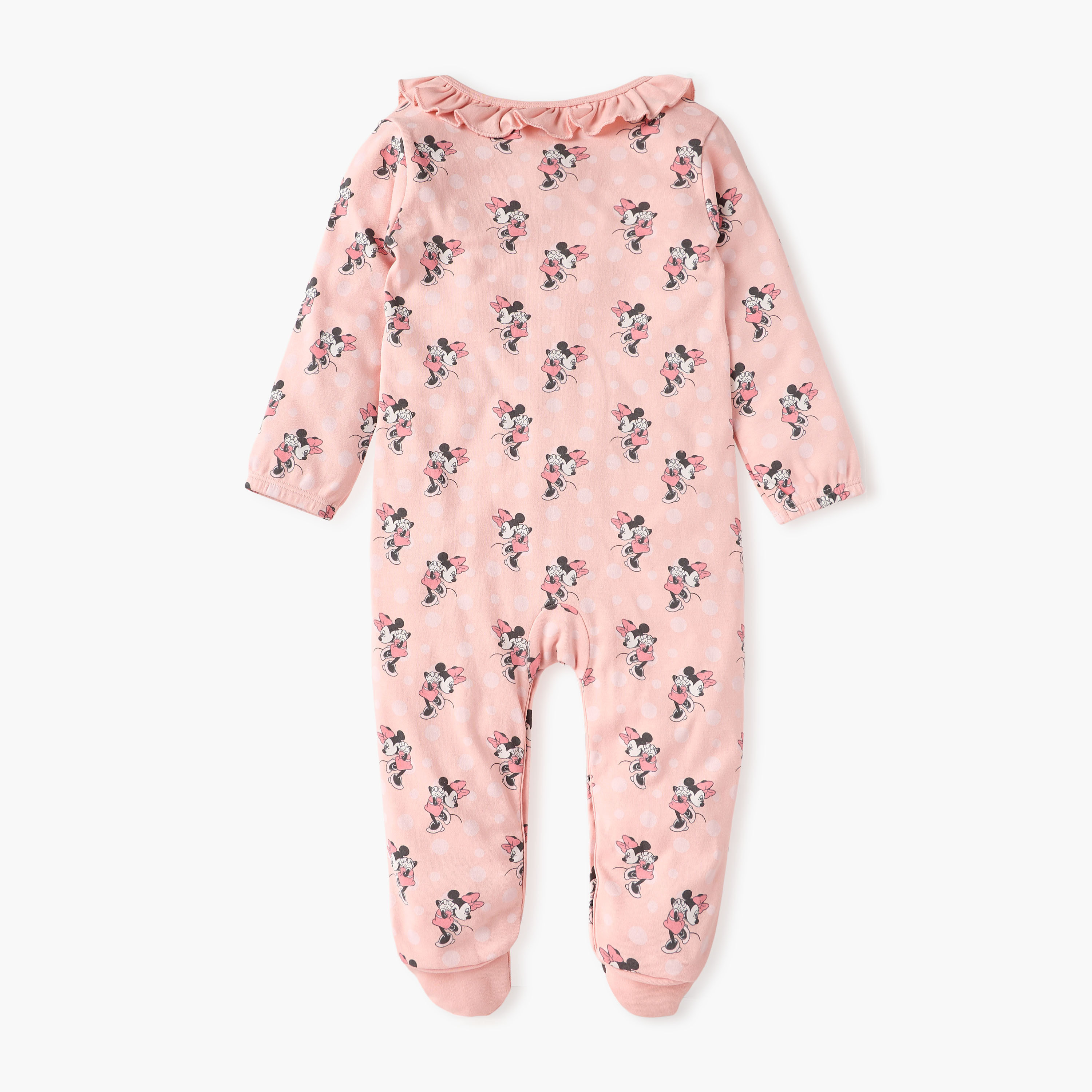 Disney All-Over Minnie Mouse Print Closed Feet Sleepsuit with Long Sleeves-baby-girls-clothing-nightwear-sleepsuits-image-2