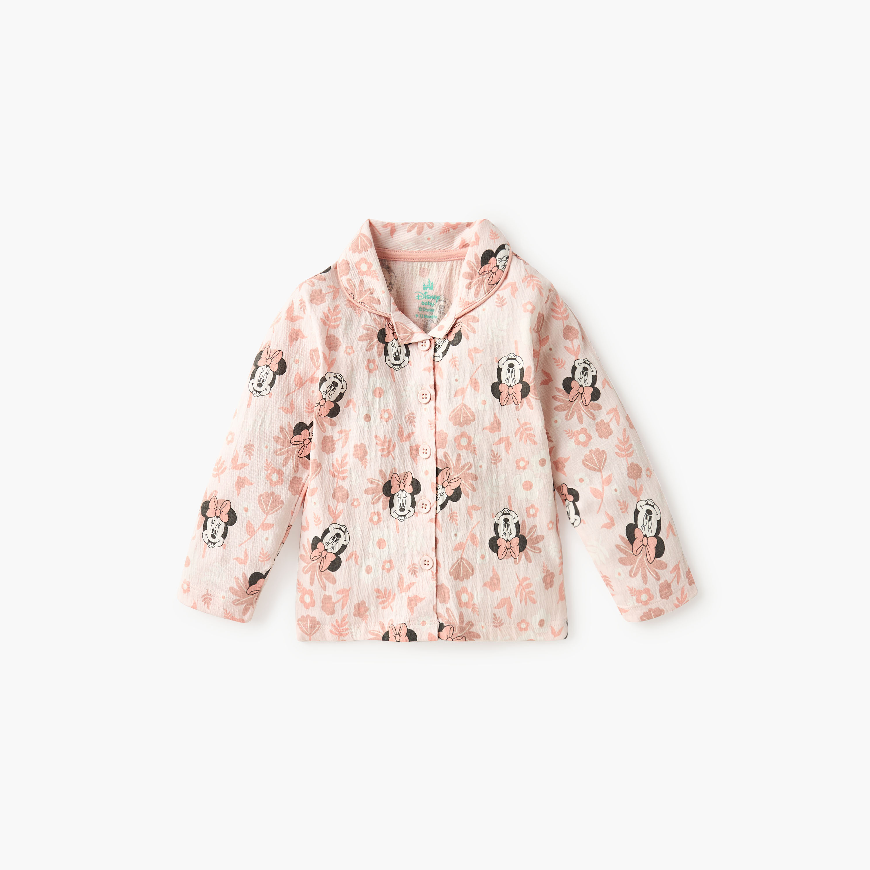 Disney Minnie Mouse Print Shirt and Pyjama Set-baby-girls-clothing-nightwear-pyjamasets-image-2