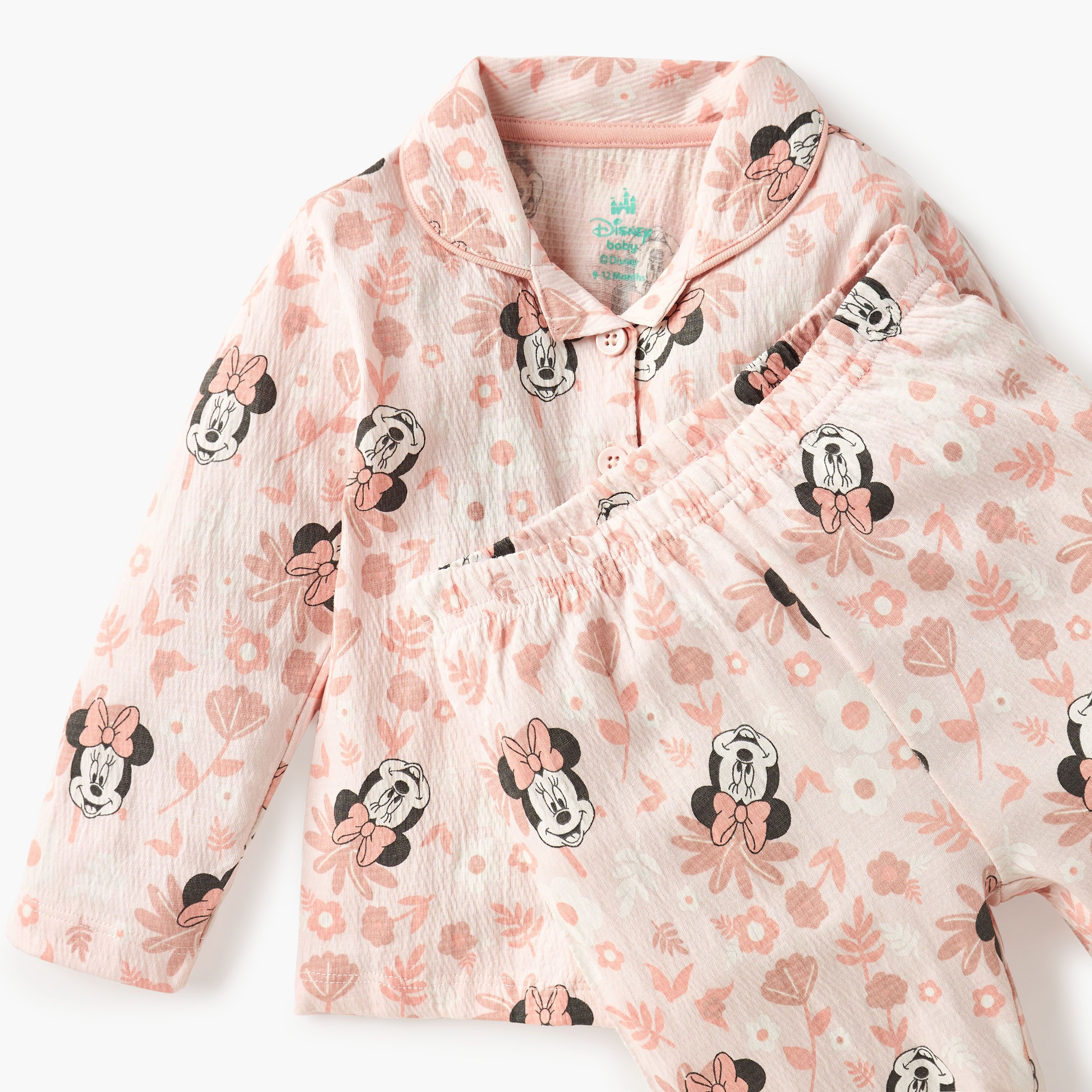Disney Minnie Mouse Print Shirt and Pyjama Set-baby-girls-clothing-nightwear-pyjamasets-image-4