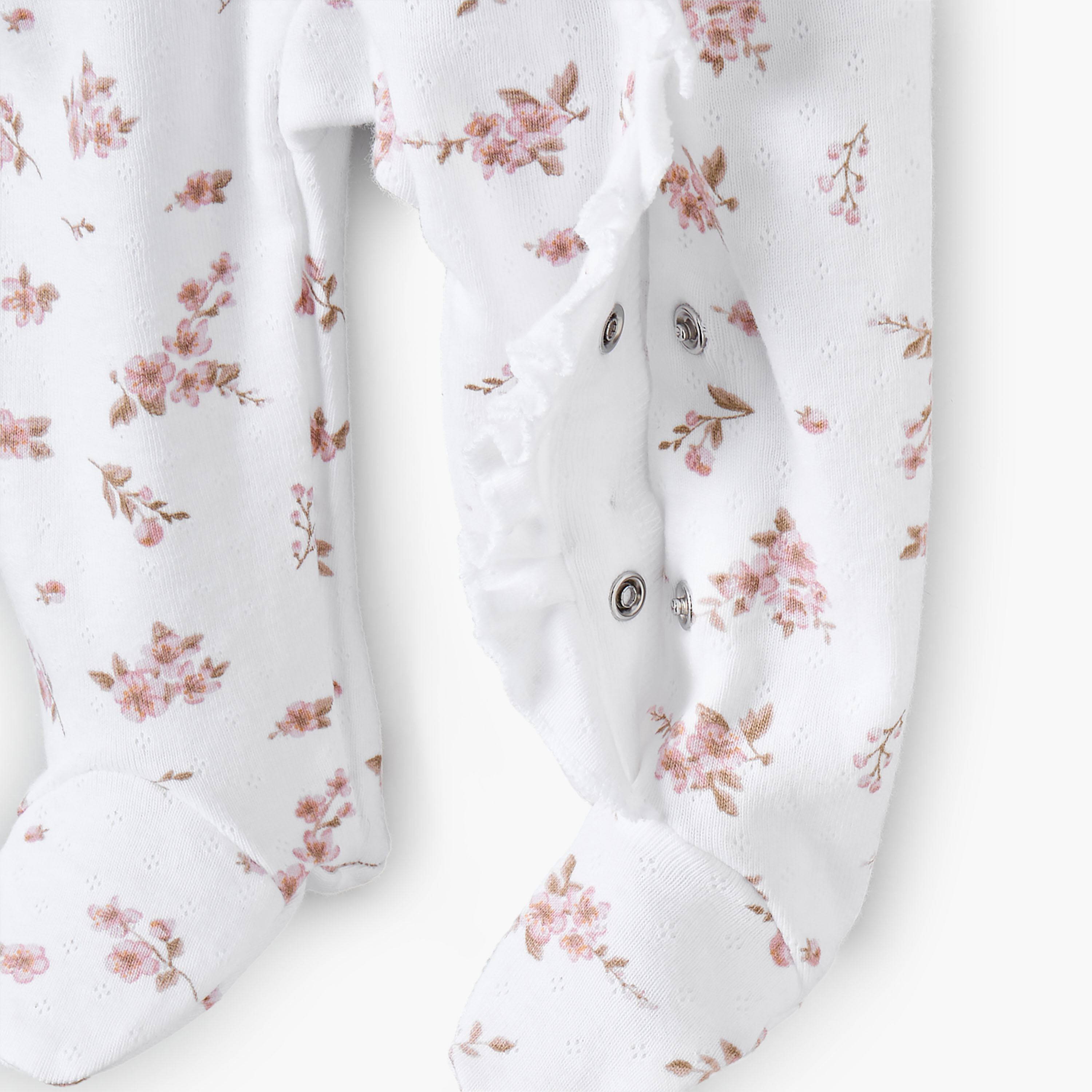 بدلة نوم قطن بطبعات أزهار وياقة ضيقة وأكمام طويلة من جونيورز-baby-girls-clothing-nightwear-sleepsuits-image-4