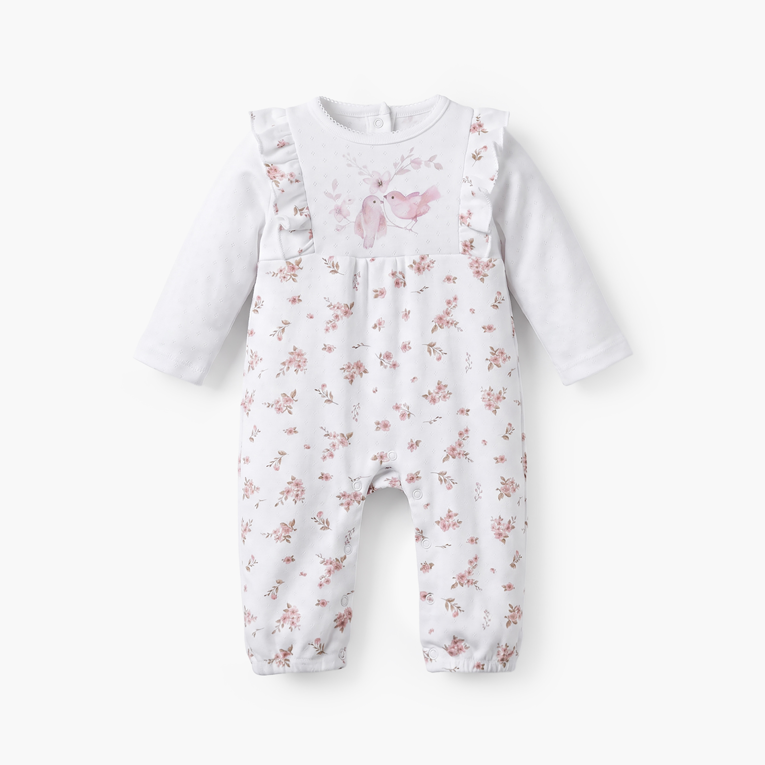 Juniors Cotton Crew Neck Long Sleeves Sleepsuit with Snap Button Closure-baby-girls-clothing-nightwear-sleepsuits-image-1