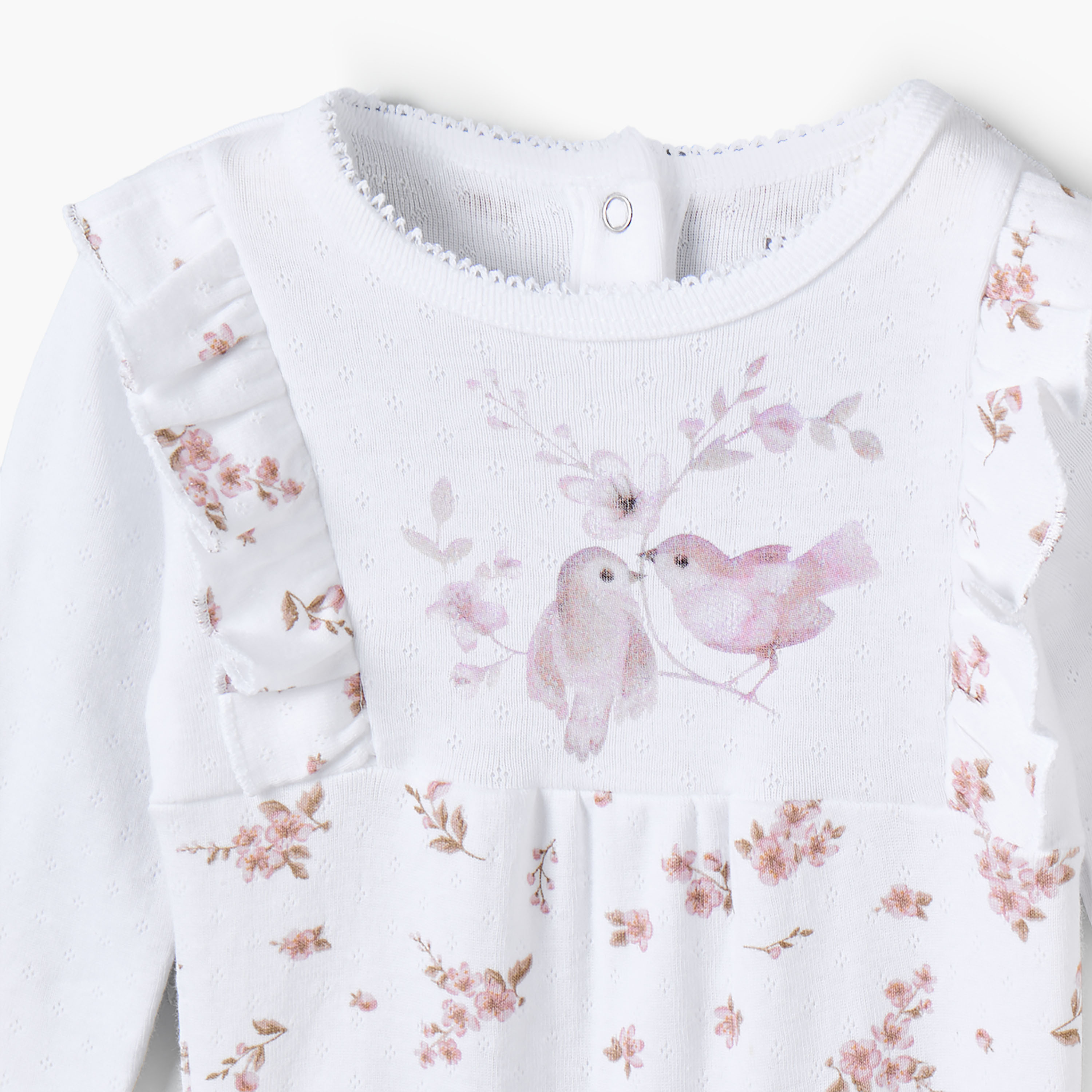 Juniors Cotton Crew Neck Long Sleeves Sleepsuit with Snap Button Closure-baby-girls-clothing-nightwear-sleepsuits-image-3