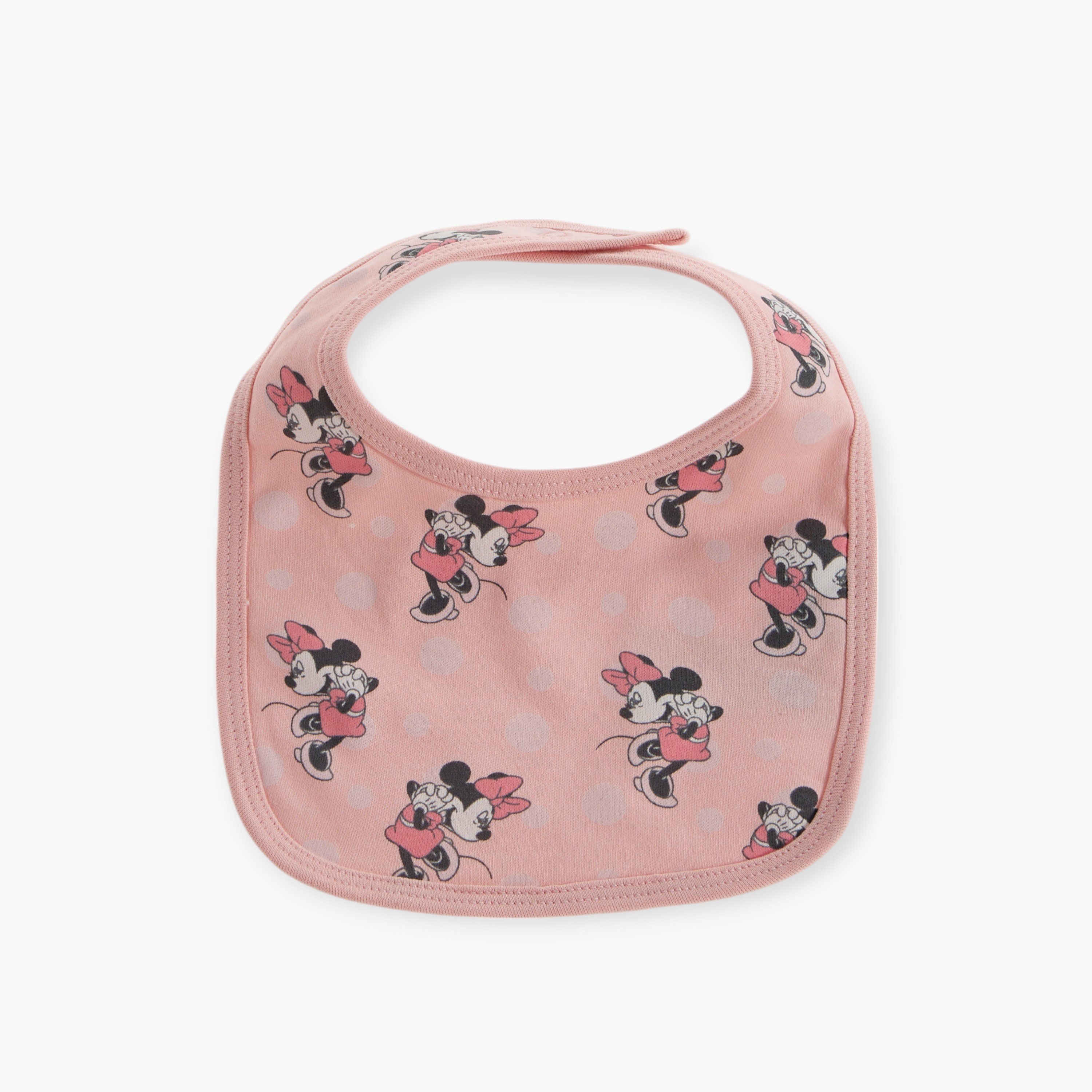 Disney Minnie Mouse Print Bib with Snap Button Closure-baby-feeding-bibs-image-1