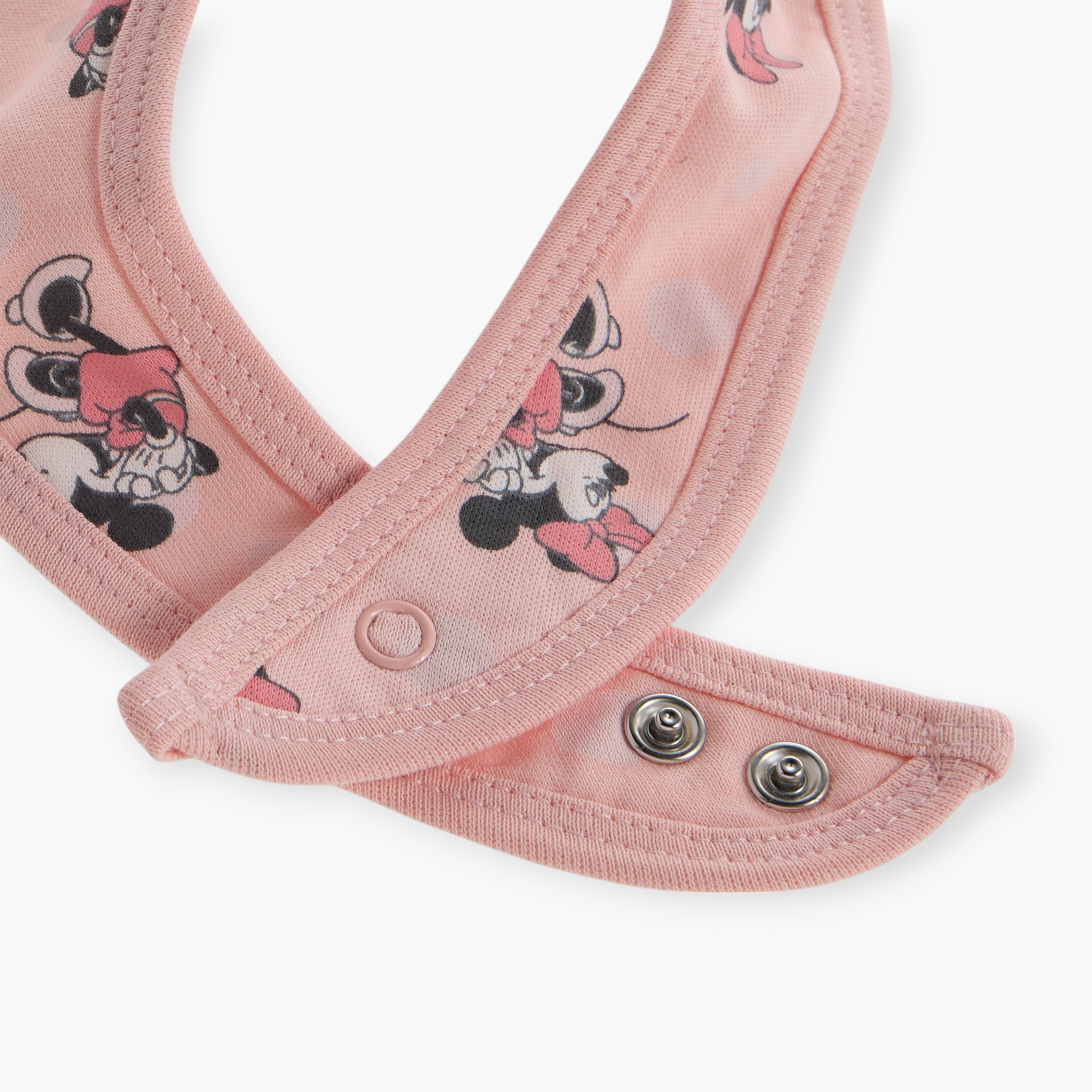 Disney Minnie Mouse Print Bib with Snap Button Closure-baby-feeding-bibs-image-4