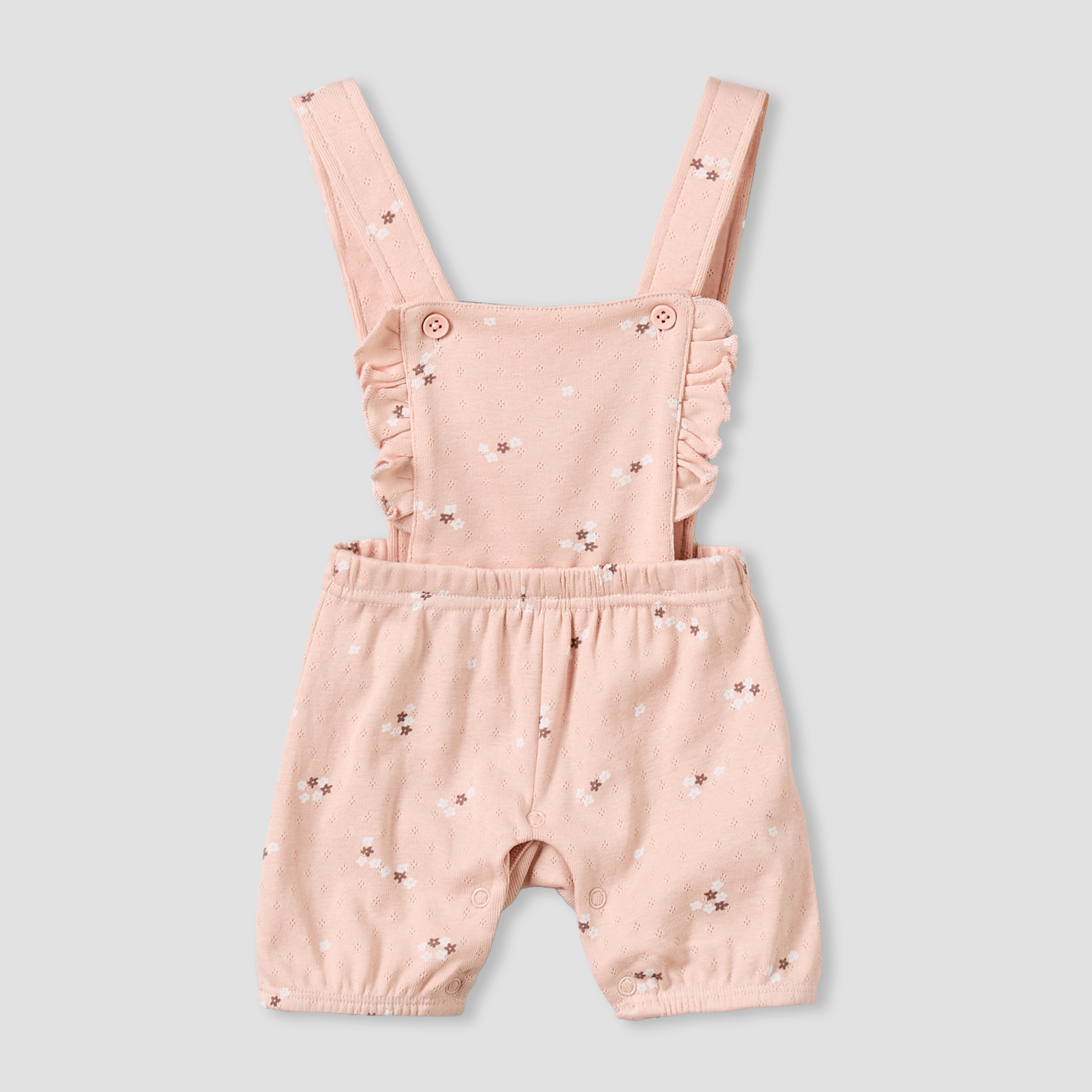Juniors Crew Neck Short Sleeves T-shirt and Dungaree Set with Floral Print-baby-girls-clothing-setsandcoords-image-4