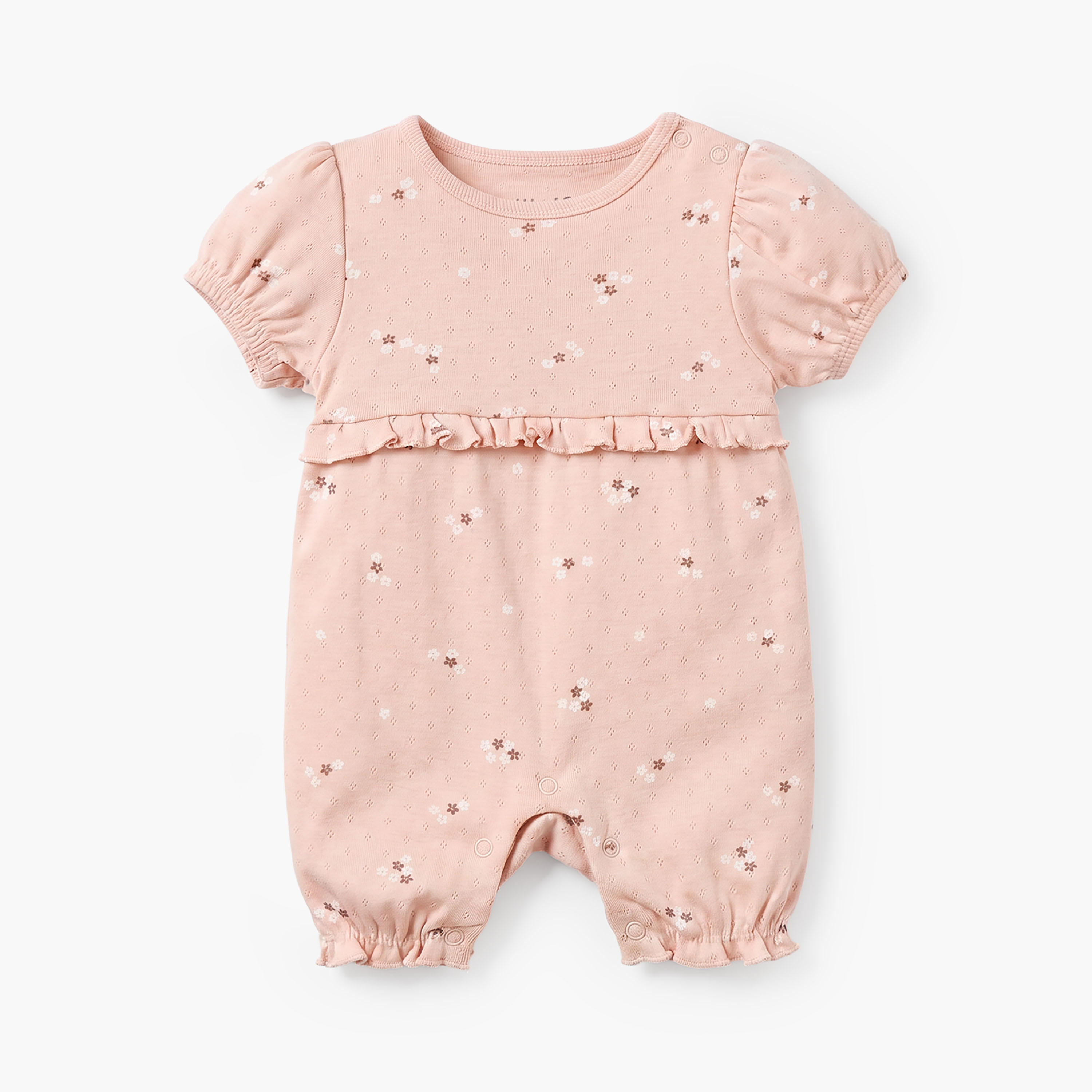أفرول بياقة مستديرة وأكمام قصيرة وطبعات زهور من جونيورز-baby-girls-clothing-rompers-image-2