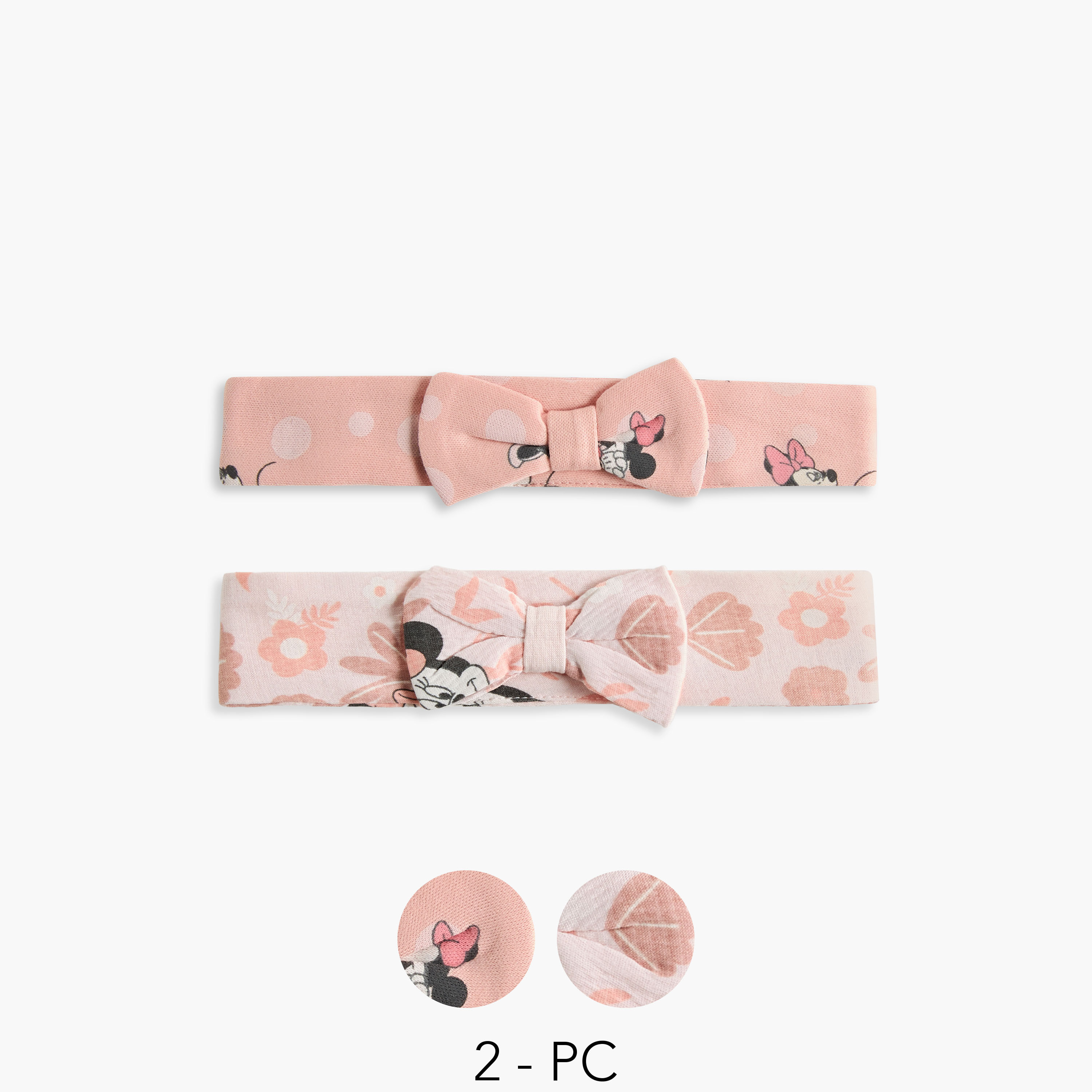 Disney Minnie Mouse Print Headband with Bow Detail - Set of 2-baby-girls-accessories-hairaccessories-image-1