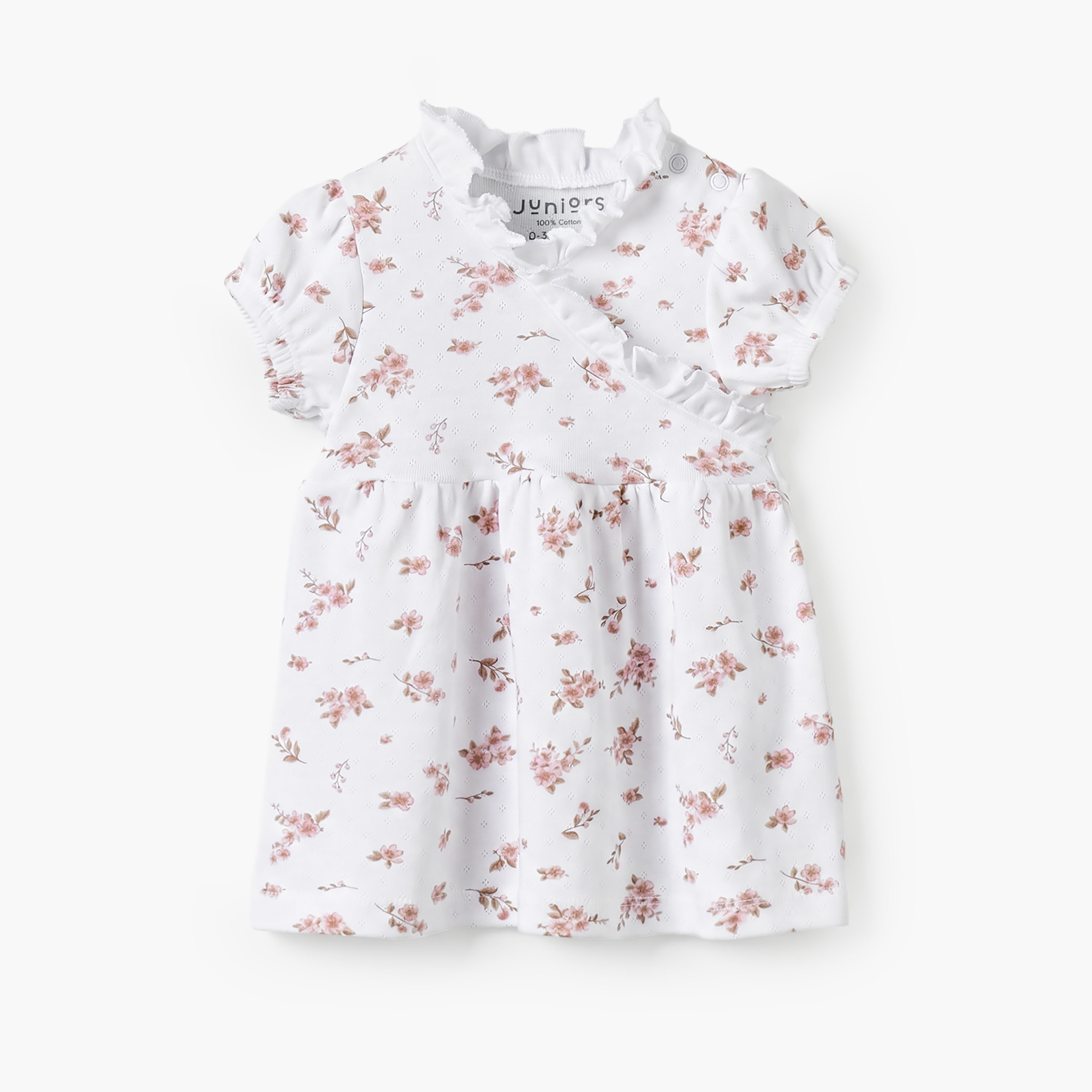 Juniors V-neck Short Sleeves Knee Length A-line Dress with Floral Print-baby-girls-clothing-dressesandjumpsuits-image-2