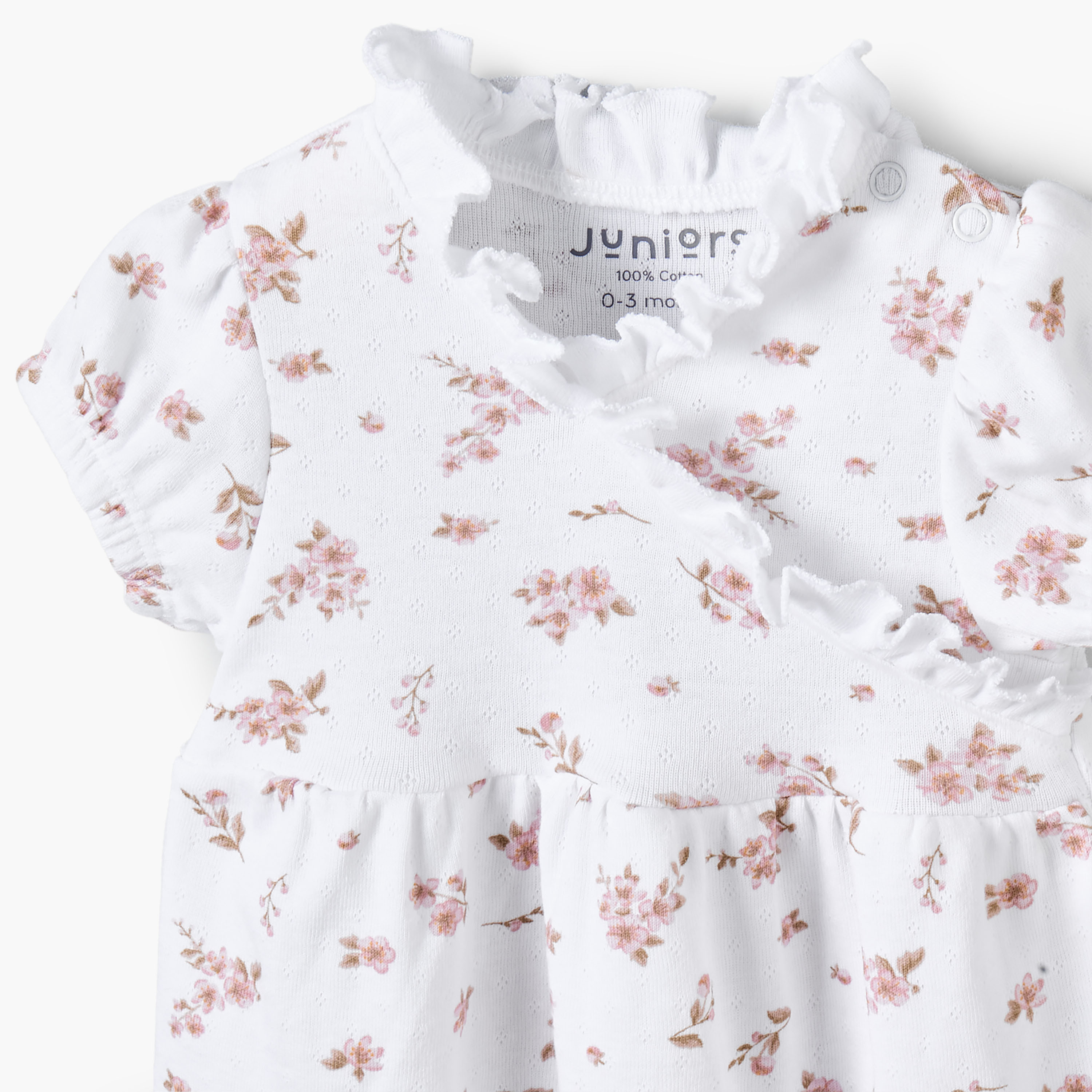Juniors V-neck Short Sleeves Knee Length A-line Dress with Floral Print-baby-girls-clothing-dressesandjumpsuits-image-4