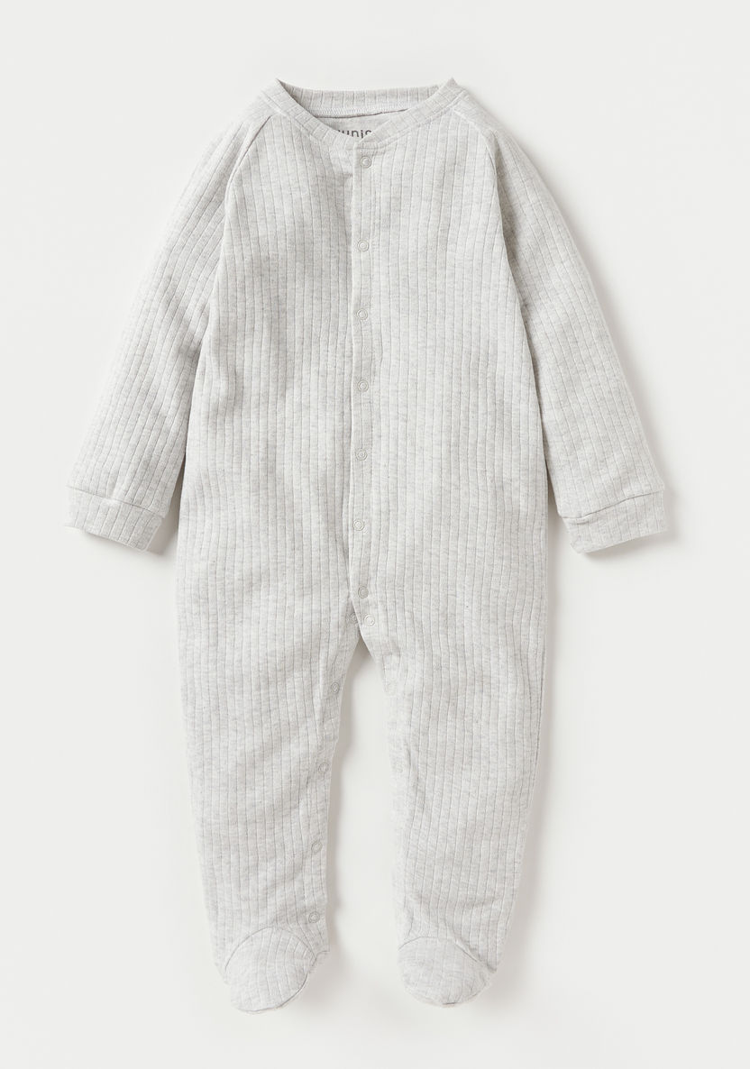 Juniors Textured Closed Feet Sleepsuit with Long Sleeves-Sleepsuits-image-0