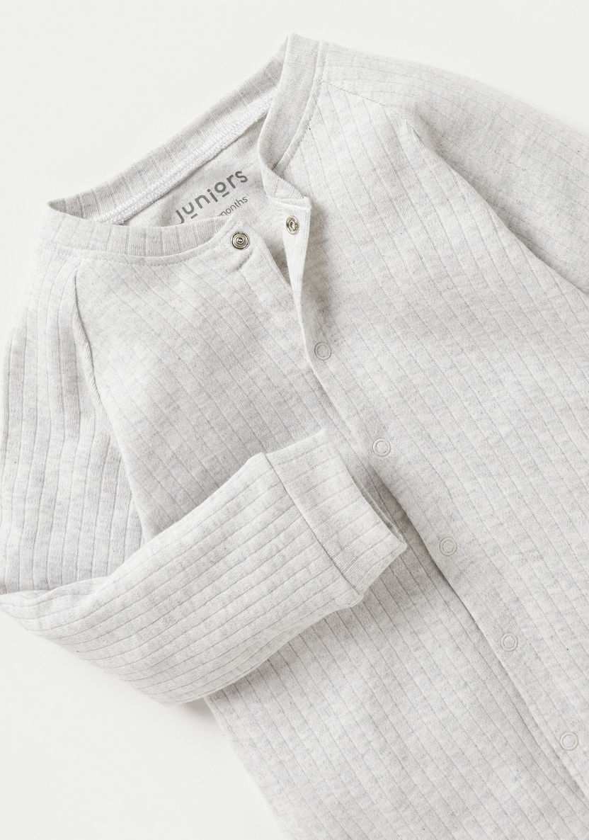 Juniors Textured Closed Feet Sleepsuit with Long Sleeves-Sleepsuits-image-2