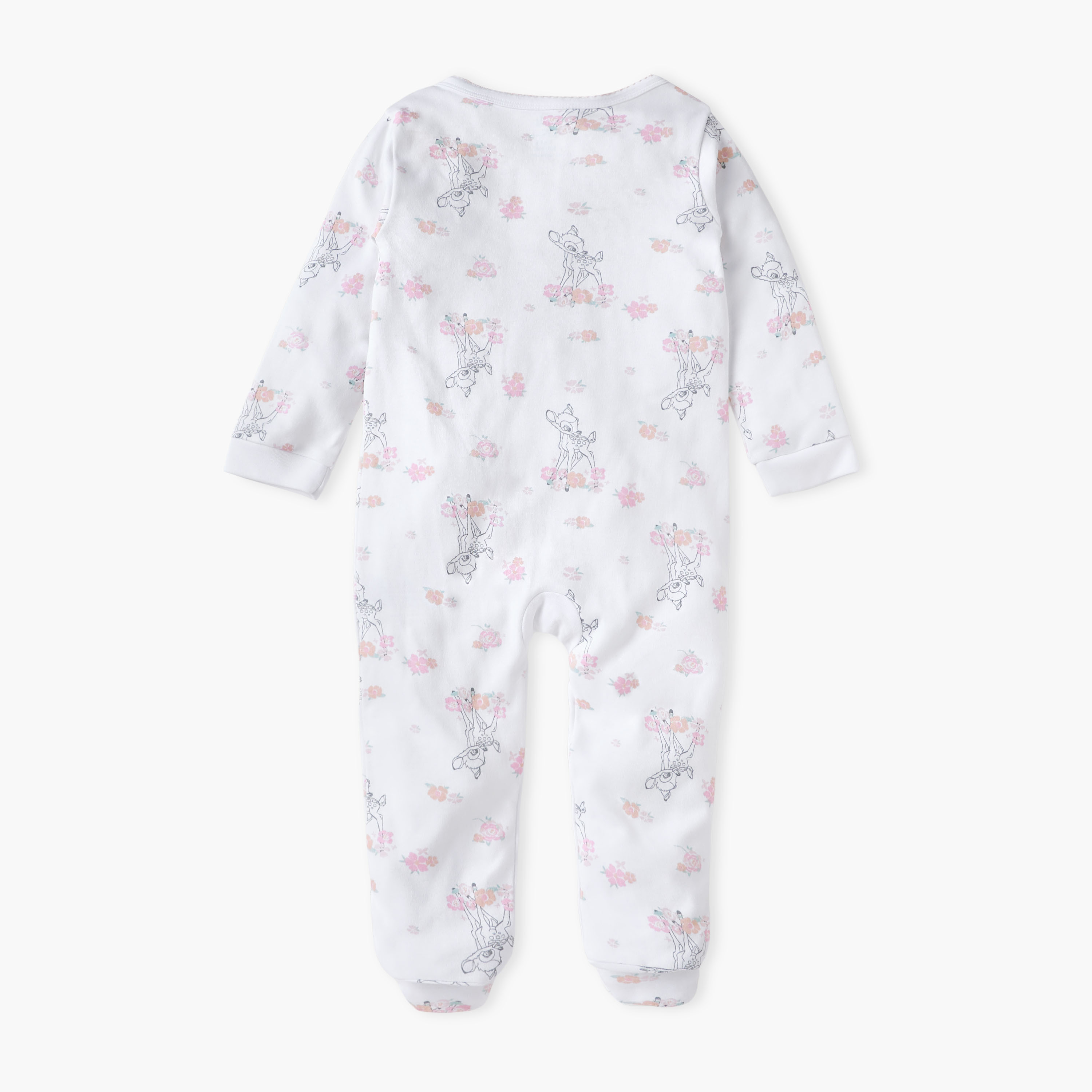 Disney All-Over Bambi Print Closed Feet Sleepsuit with Long Sleeves-baby-girls-clothing-nightwear-sleepsuits-image-2