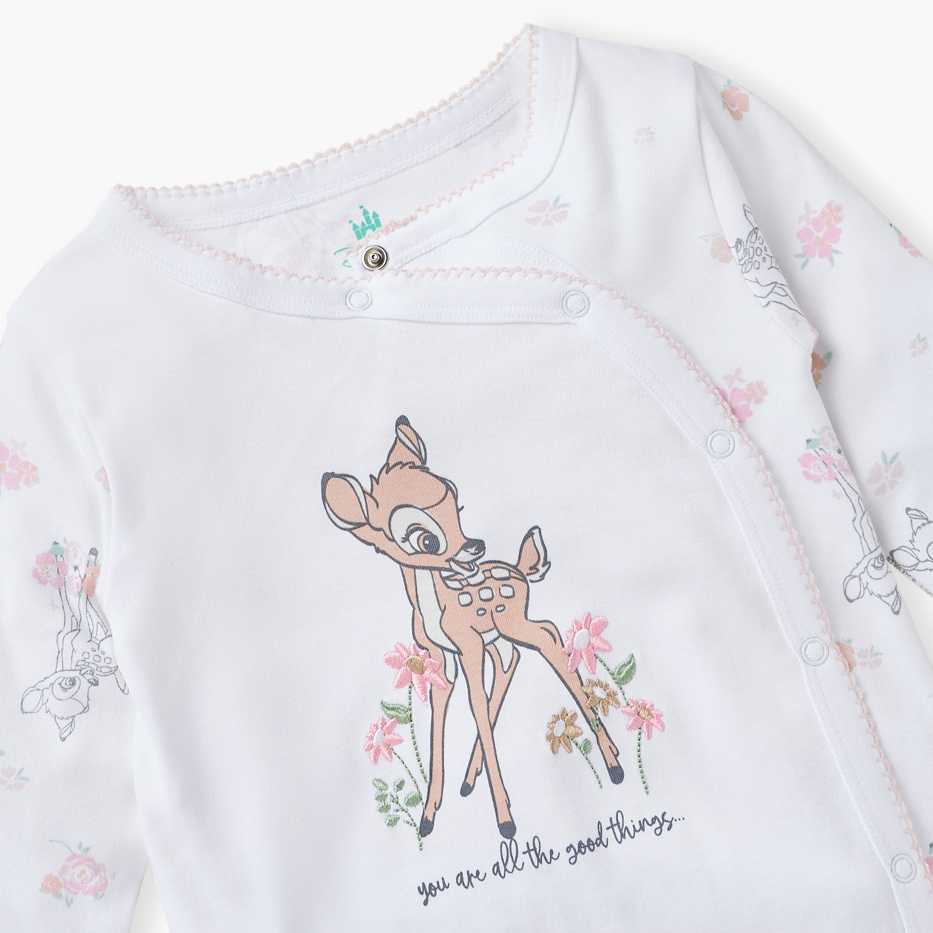 Disney All-Over Bambi Print Closed Feet Sleepsuit with Long Sleeves-baby-girls-clothing-nightwear-sleepsuits-image-3
