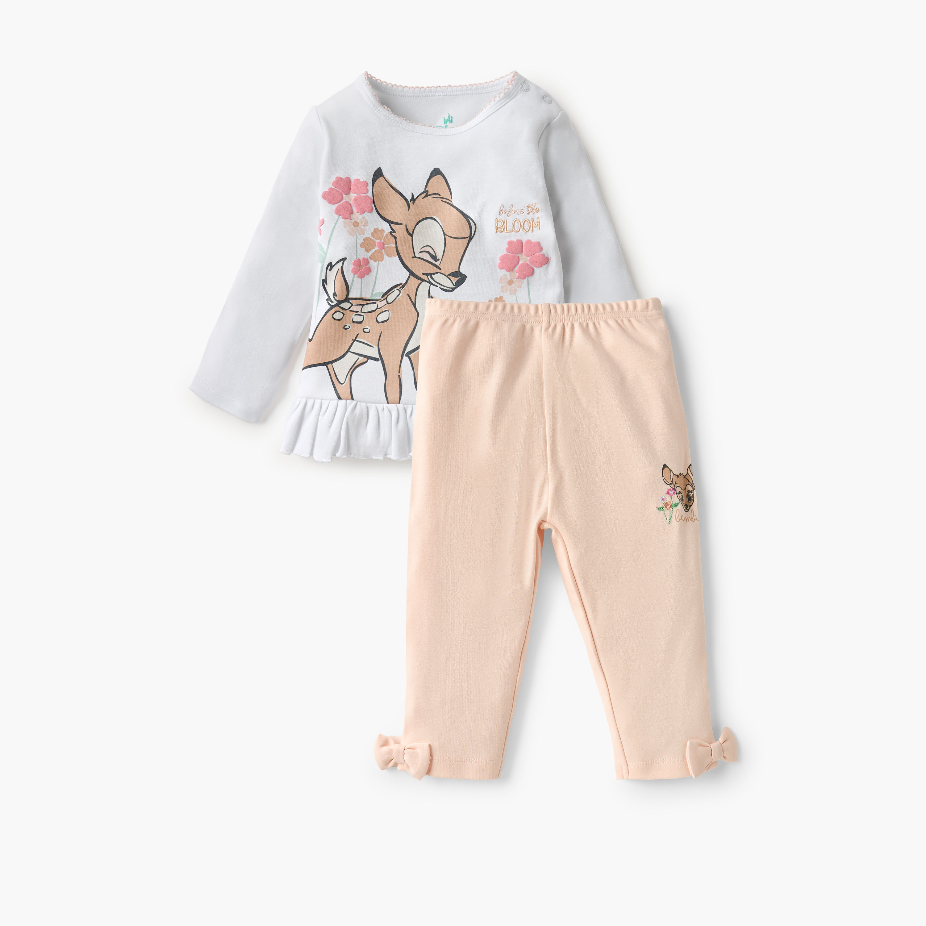 Disney Bambi Print T-shirt and Pyjama Set-baby-girls-clothing-nightwear-pyjamasets-image-1