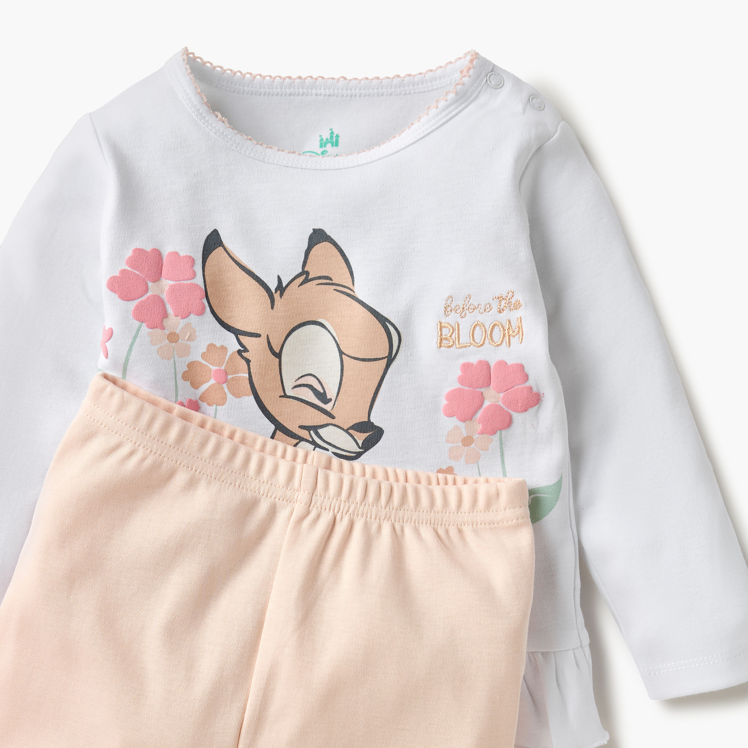 Disney Bambi Print T-shirt and Pyjama Set-baby-girls-clothing-nightwear-pyjamasets-image-4