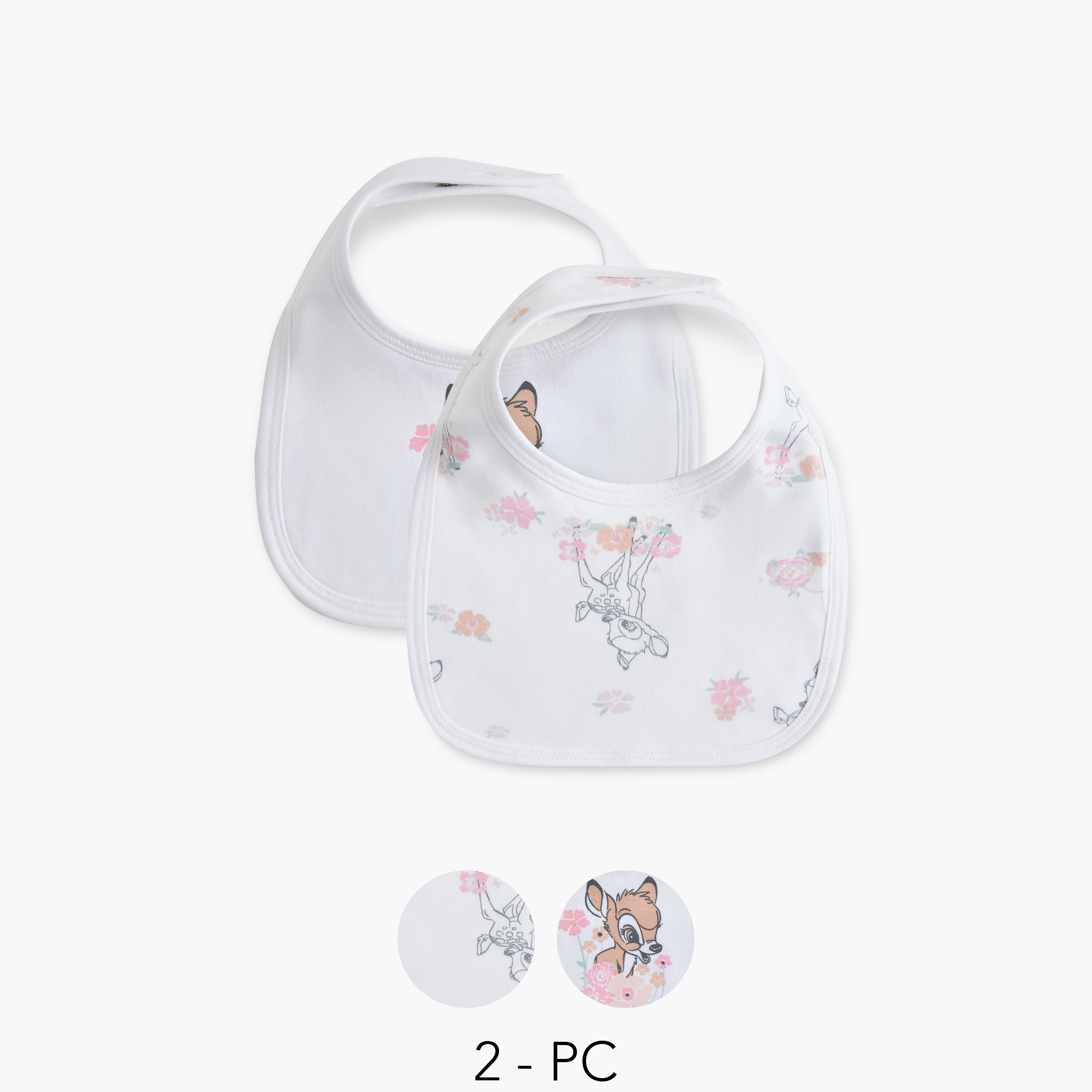 مريلة بطبعات بامبي بزر إغلاق من ديزني - طقم من قطعتين-baby-feeding-bibs-image-1