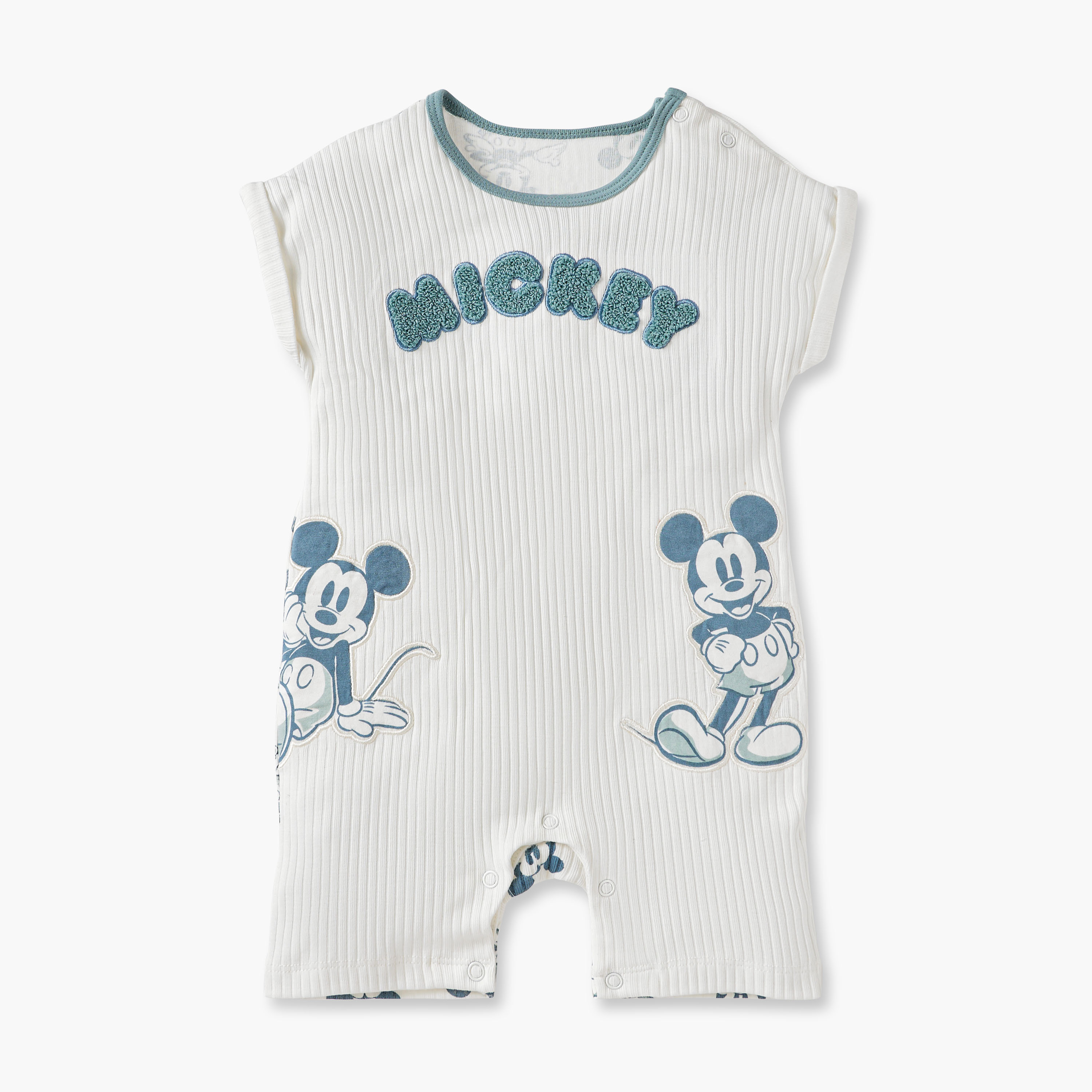 Disney Mickey Mouse Print Romper with Extended Sleeves-baby-boys-clothing-rompers-image-1