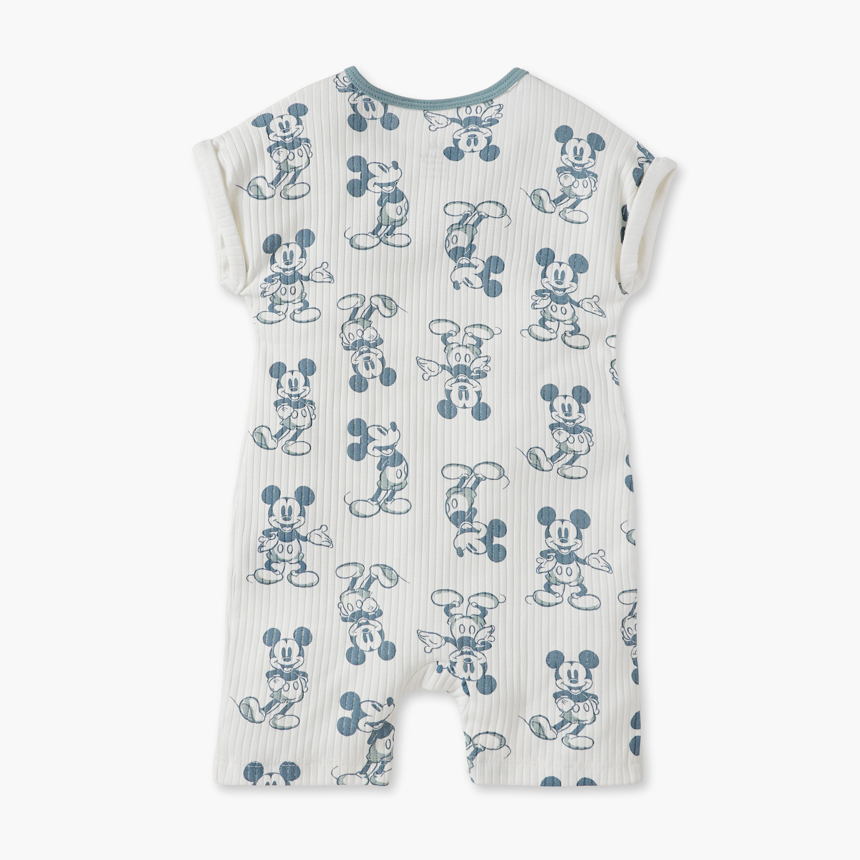 Disney Mickey Mouse Print Romper with Extended Sleeves-baby-boys-clothing-rompers-image-2