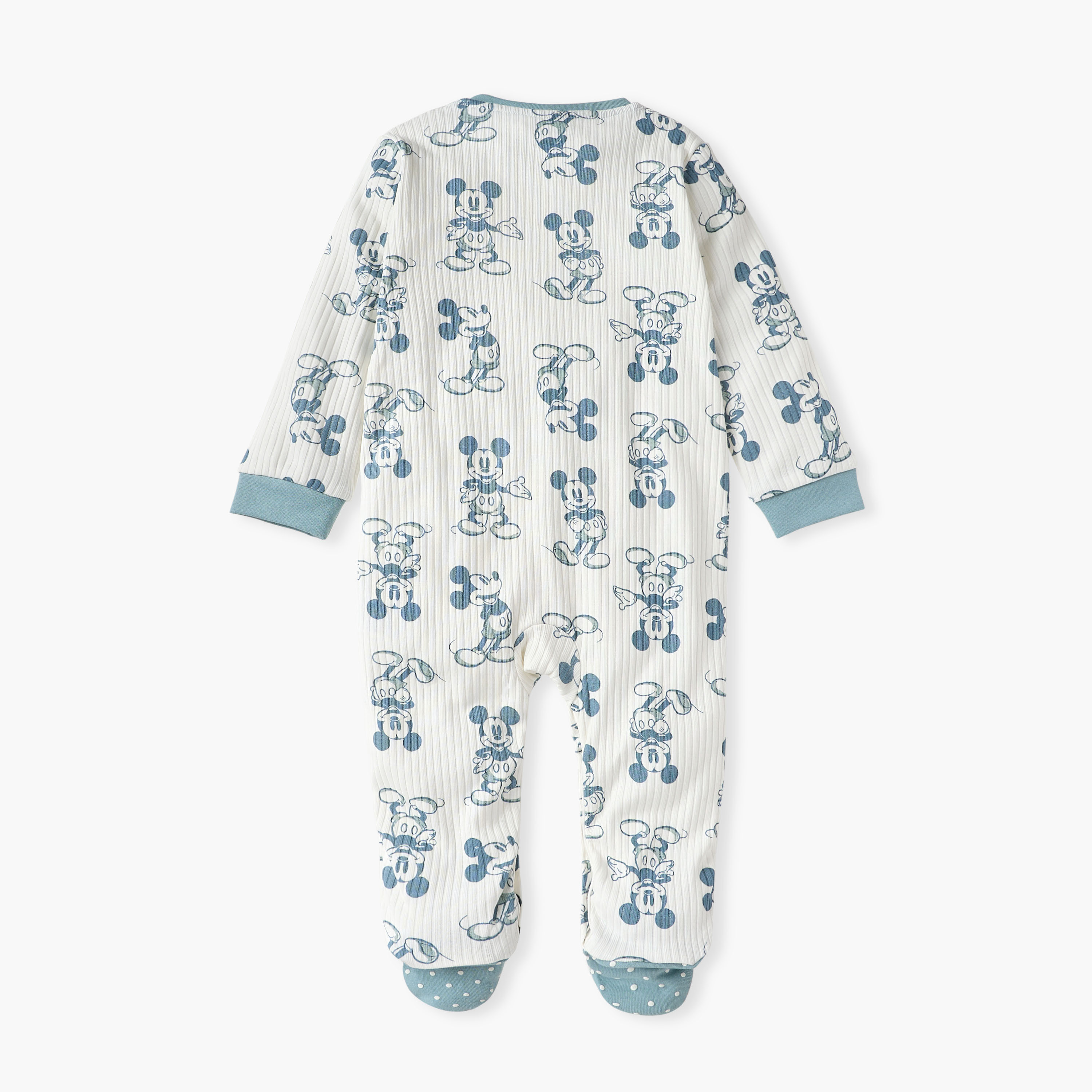 Disney Mickey Mouse Print Sleepsuit with Long Sleeves-baby-boys-clothing-nightwear-sleepsuits-image-2