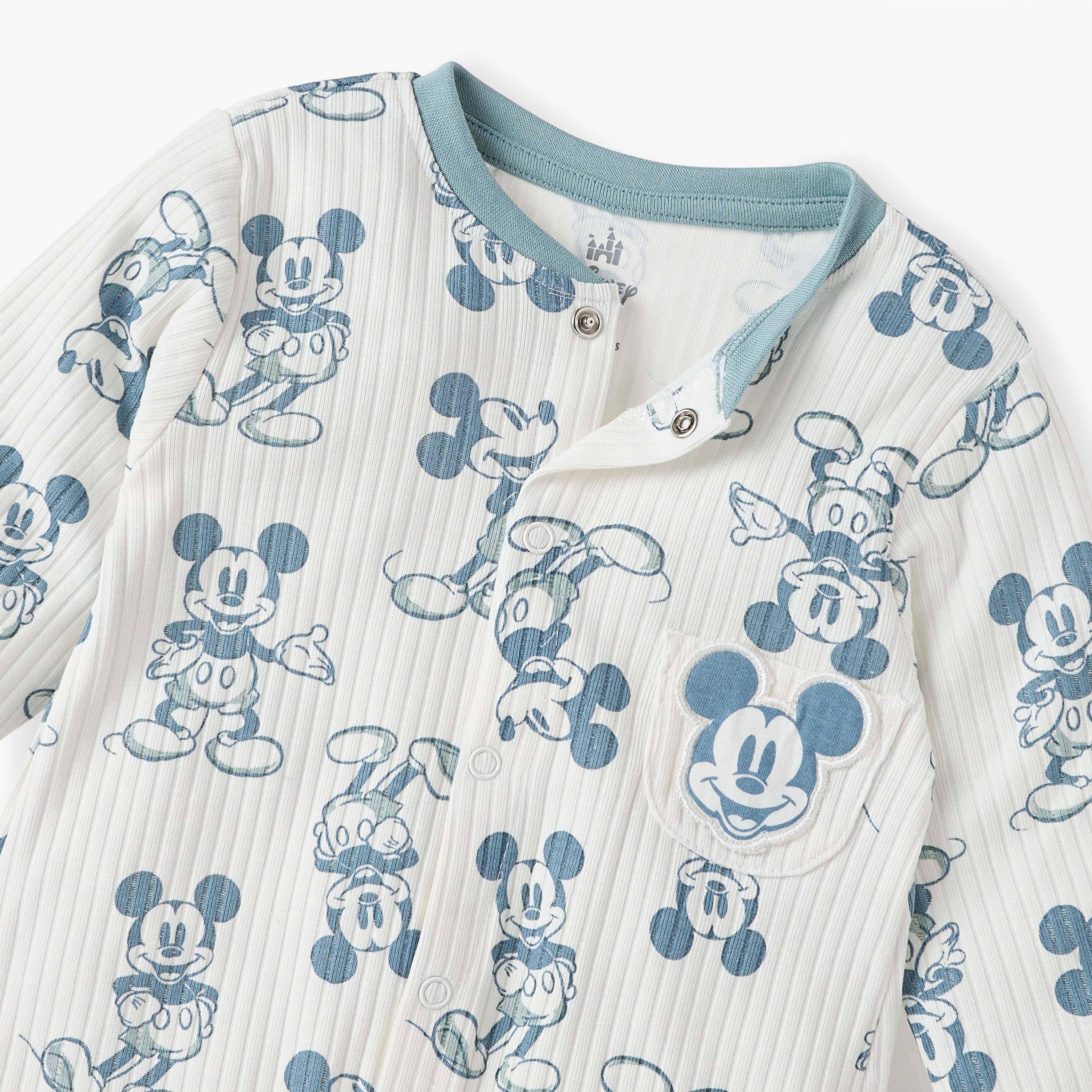 Disney Mickey Mouse Print Sleepsuit with Long Sleeves-baby-boys-clothing-nightwear-sleepsuits-image-3