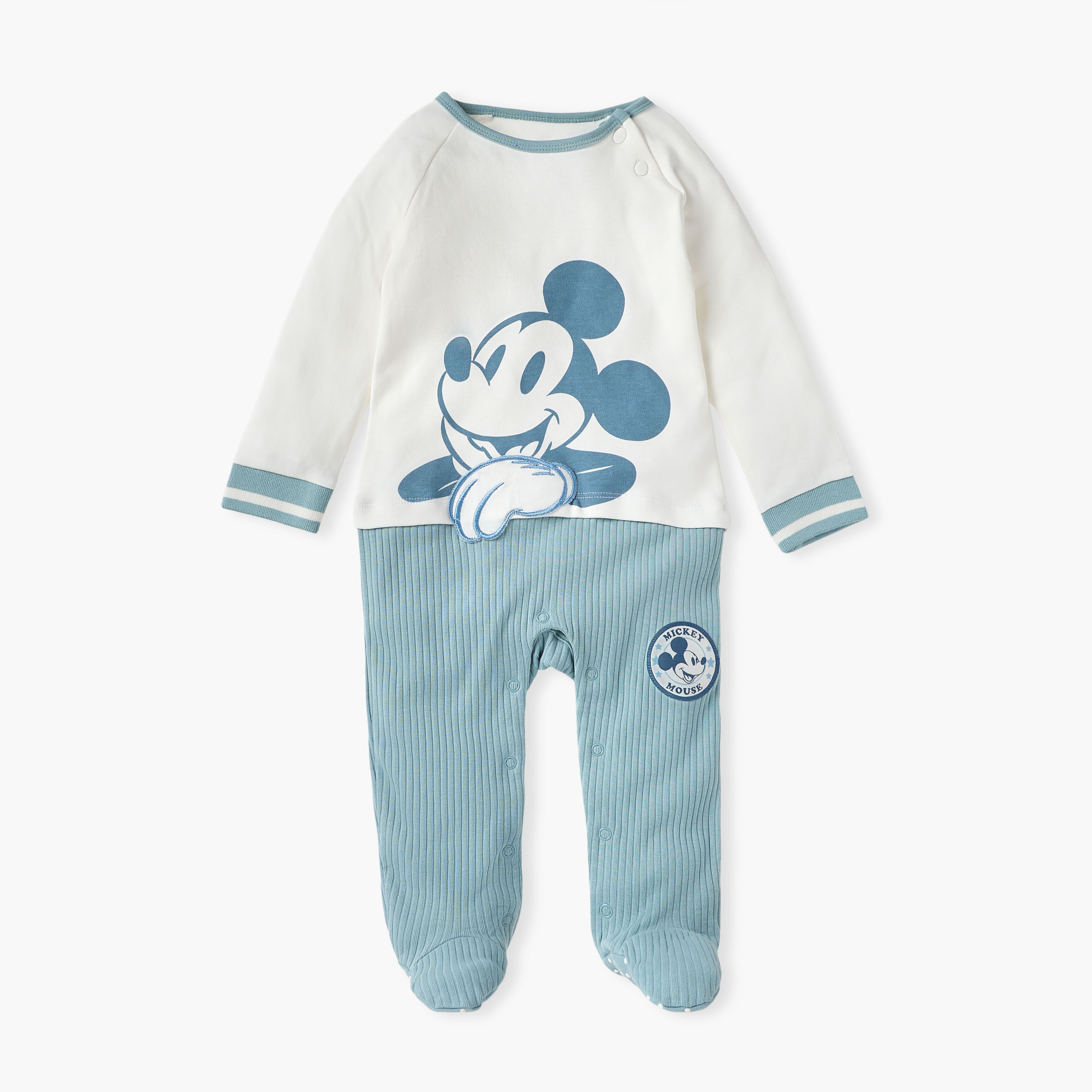 Disney Mickey Mouse Print Closed Feet Sleepsuit with Long Sleeves-baby-boys-clothing-nightwear-sleepsuits-image-1