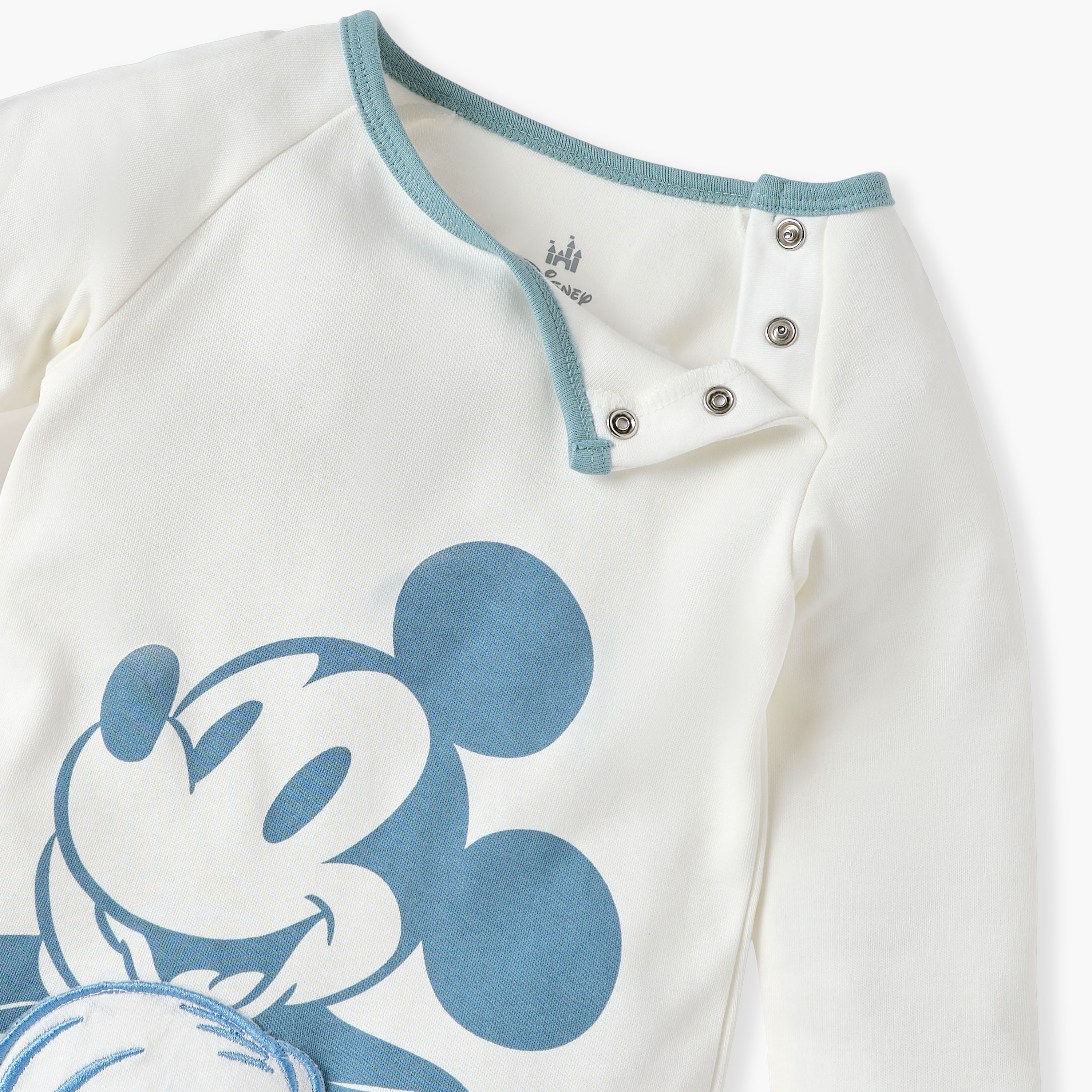 Disney Mickey Mouse Print Closed Feet Sleepsuit with Long Sleeves-baby-boys-clothing-nightwear-sleepsuits-image-3