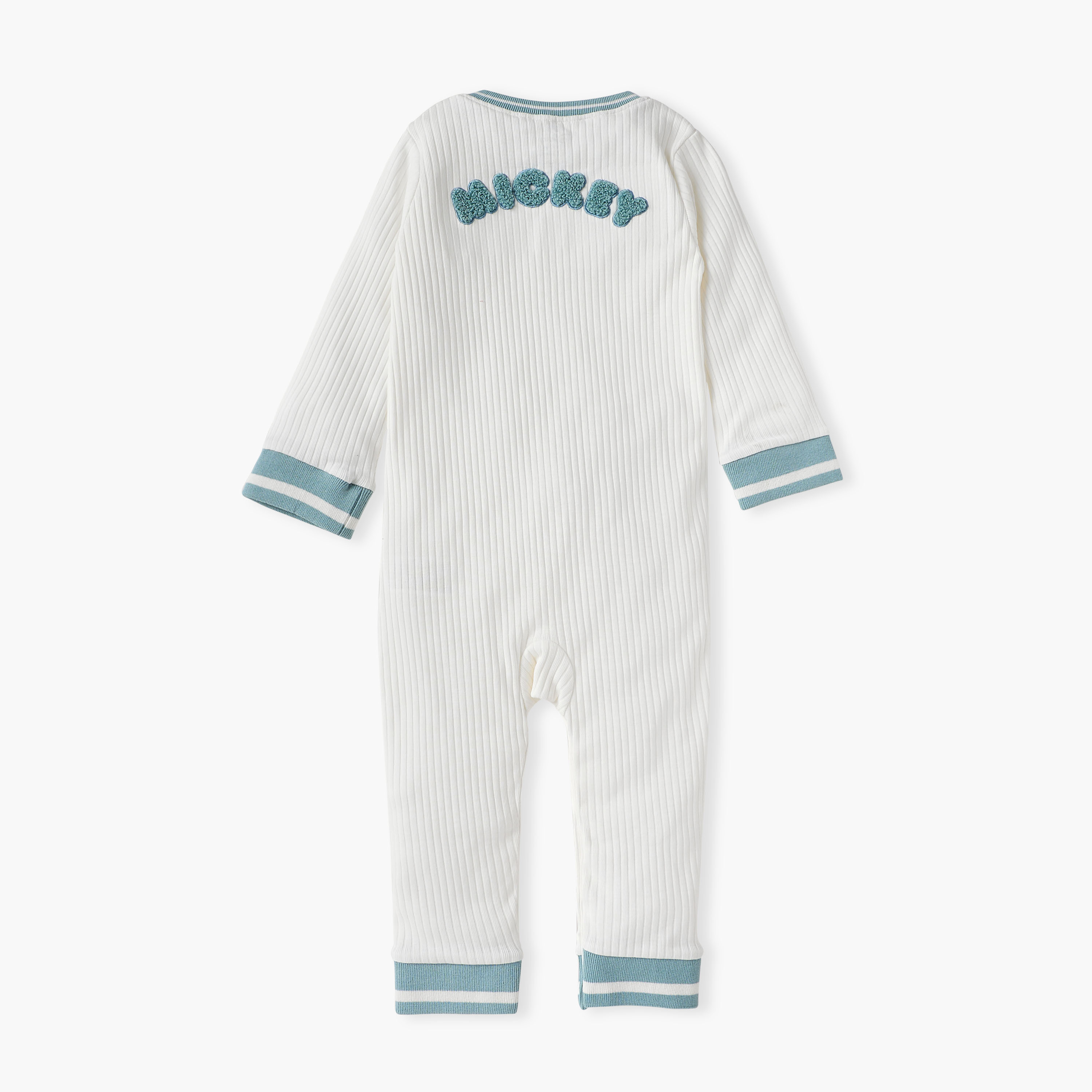 Disney Mickey Mouse Print Round Neck Sleepsuit with Button Closure-baby-boys-clothing-nightwear-sleepsuits-image-2